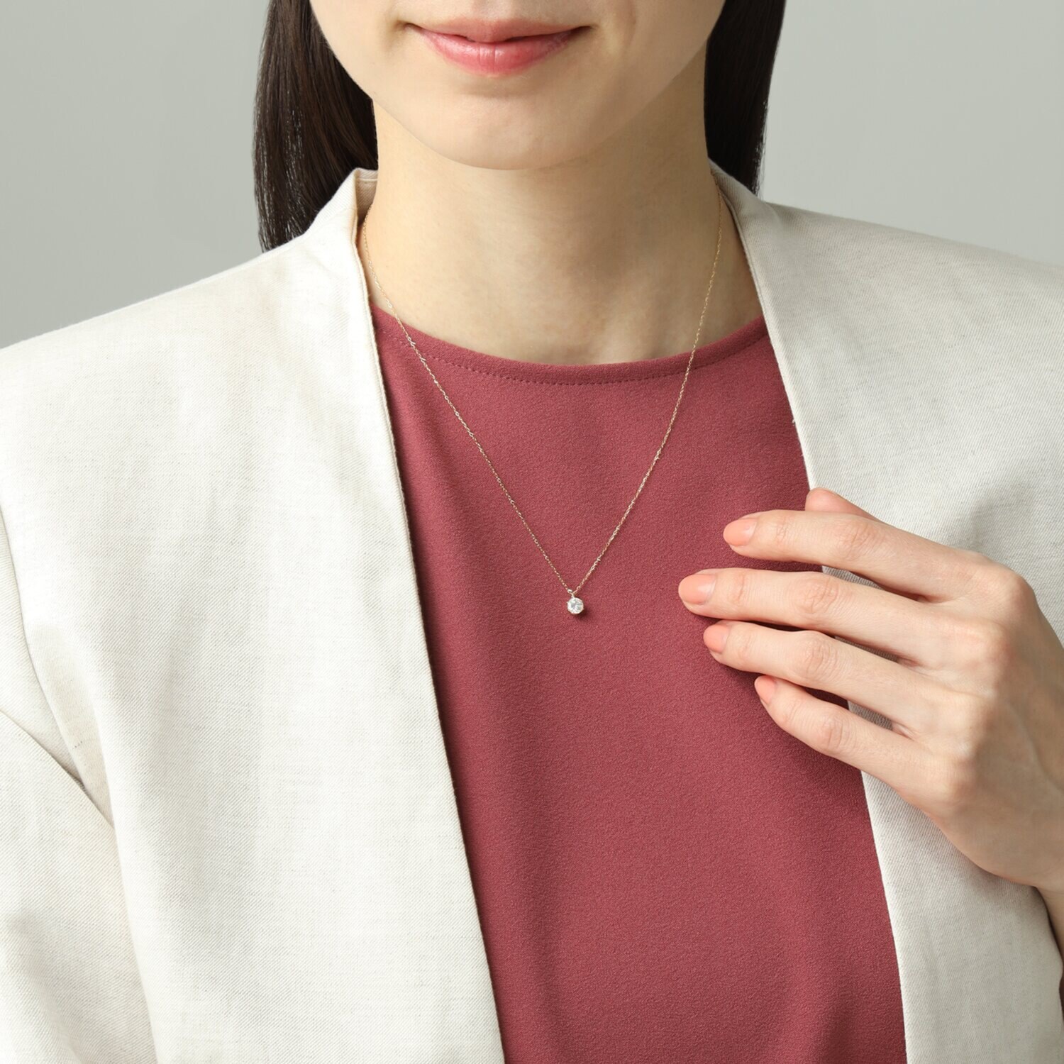 １８Ｋ ０．５カラットＵＰ ダイヤモンド 一粒ネックレス ＜鑑定書付＞