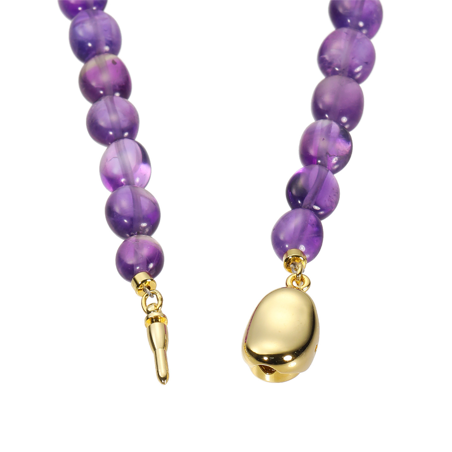 シルバー アメシスト オーバルビーズ ネックレス