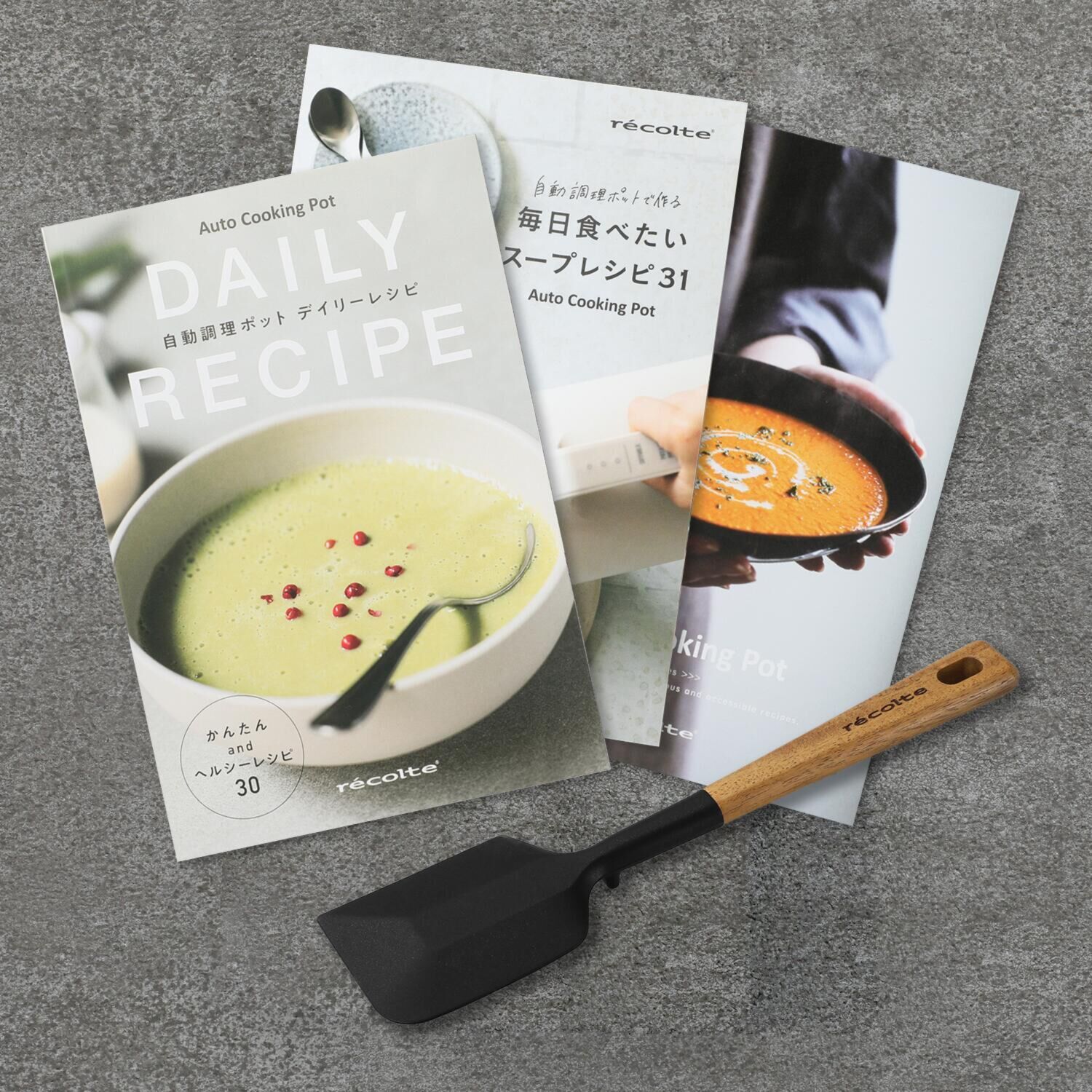 スープ、豆乳、 スムージーがこれ１台！ レコルト 自動調理ポットＲＳＹ−２ 別売りレシピ２冊＆ スパチュラ　特別セット
