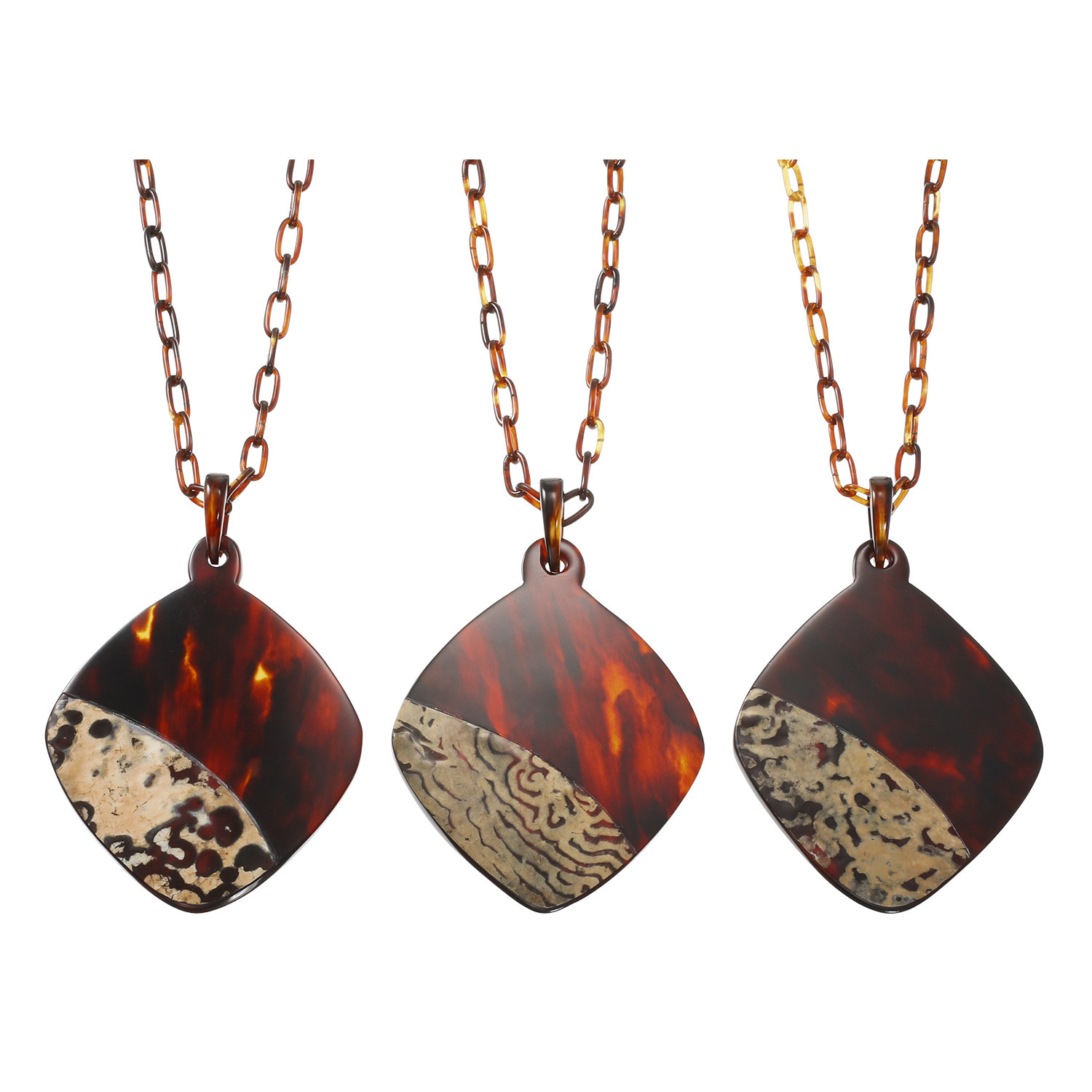 べっこう堂 本水もく＆ 本べっ甲無地 スクエアデザイン ペンダント