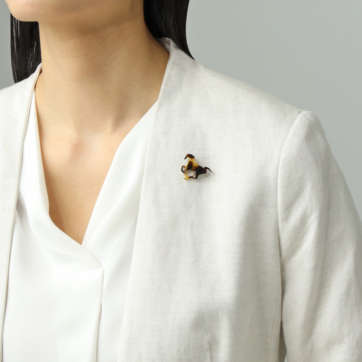 べっこう堂 本べっ甲茨布 馬モティーフ ピンブローチ