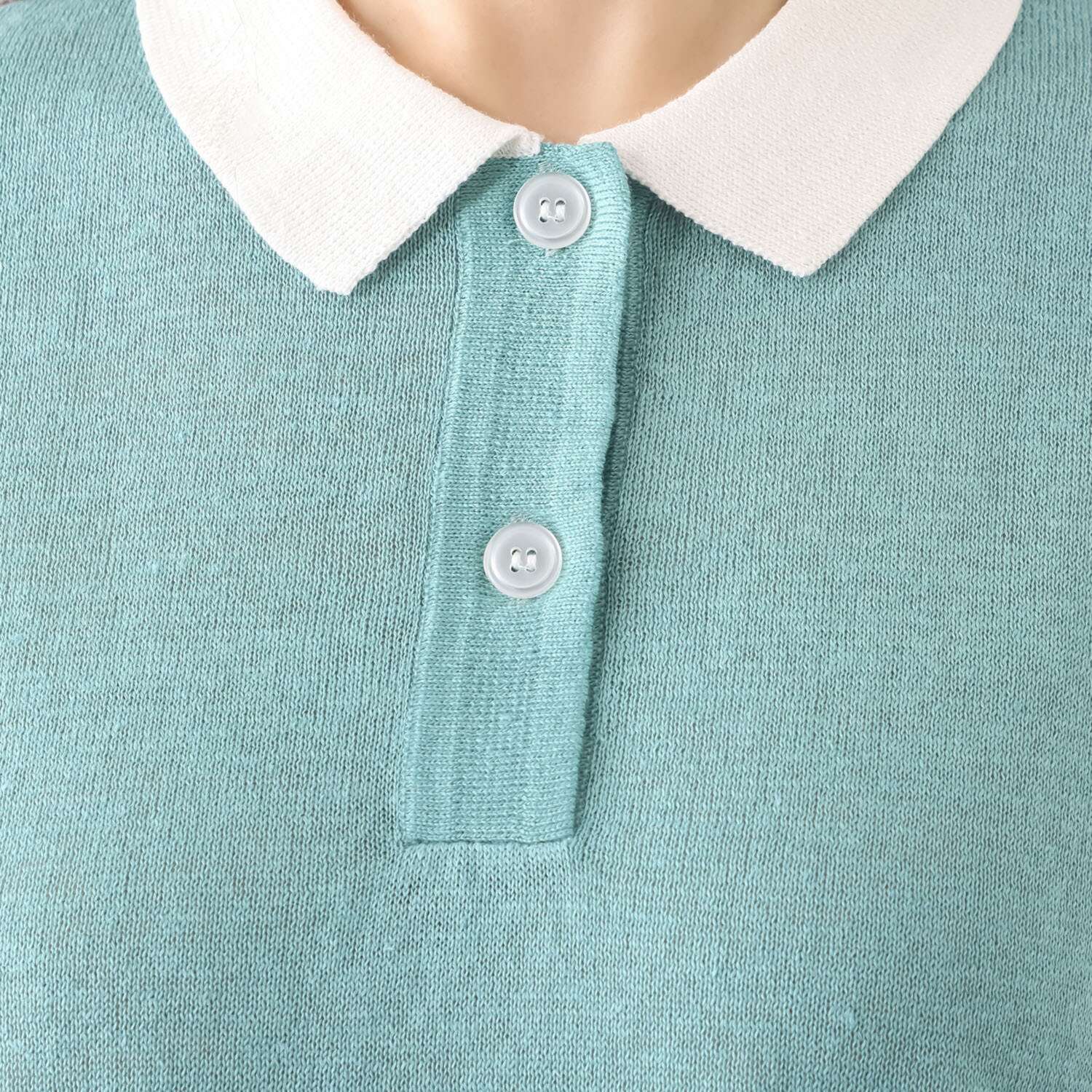 スピンブルー イタリア・ リニフィッチオ社製 蘇った奇跡のリネン 配色襟 ニットプルオーバー