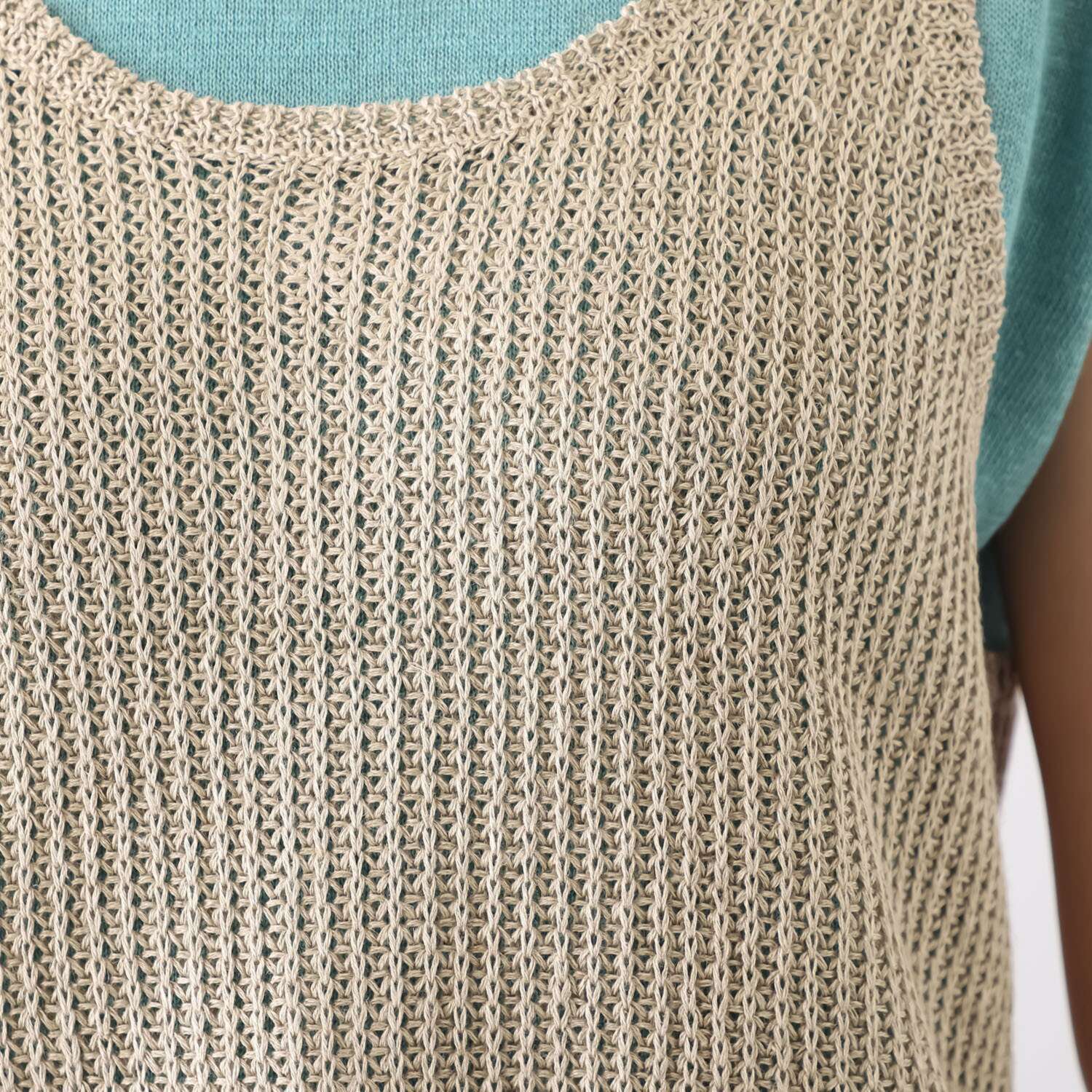 スピンブルー イタリア・ リニフィッチオ社製 蘇った奇跡のリネン ニットキャミソールジレ