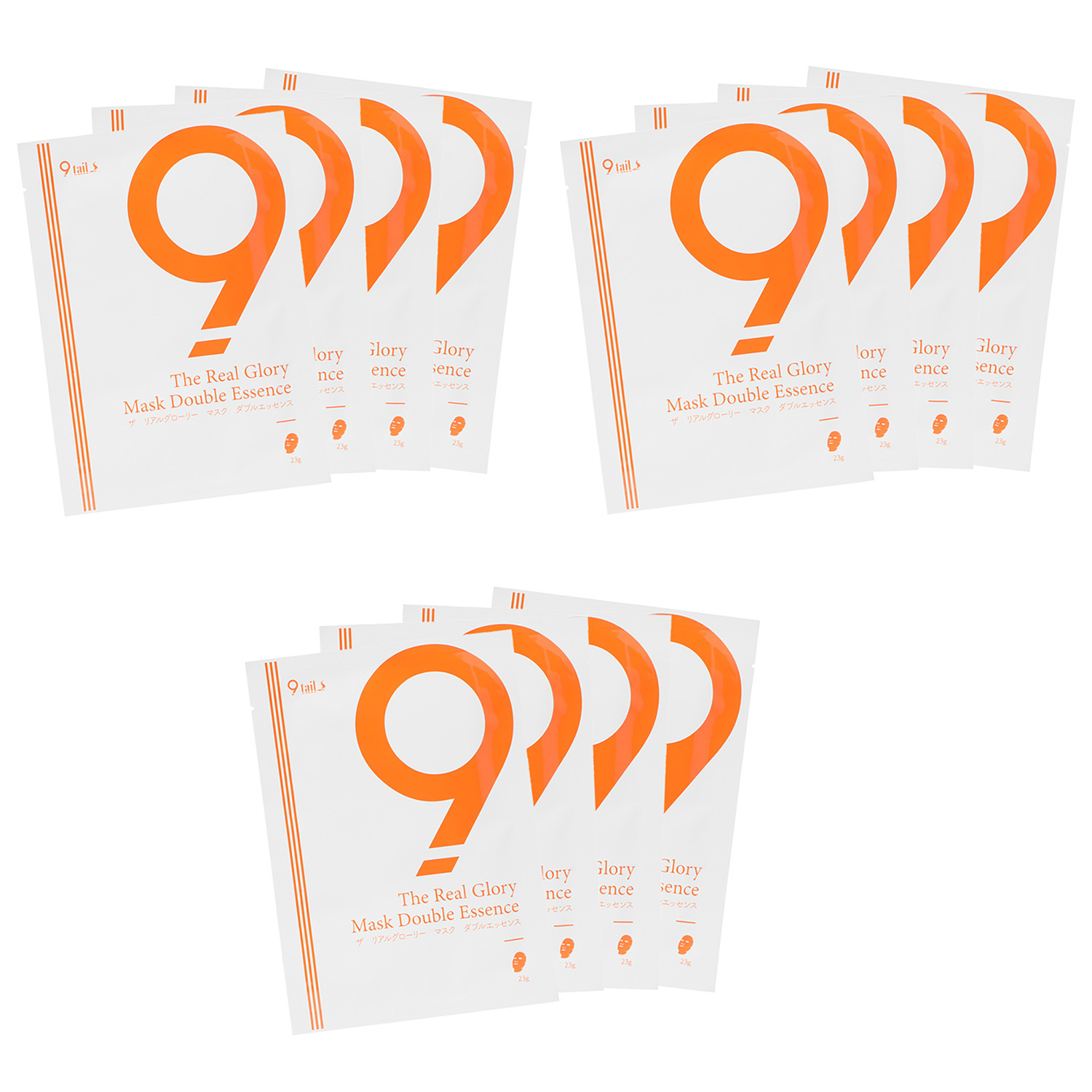 ナインテイルズ 一枚で顔から首まで！ ハリツヤキメの集中ケア ザ　リアルグローリー マスクダブルエッセンス ３箱セット