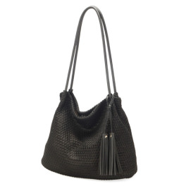 ラルジュ タッセルチャーム付 編み込みトートバッグ