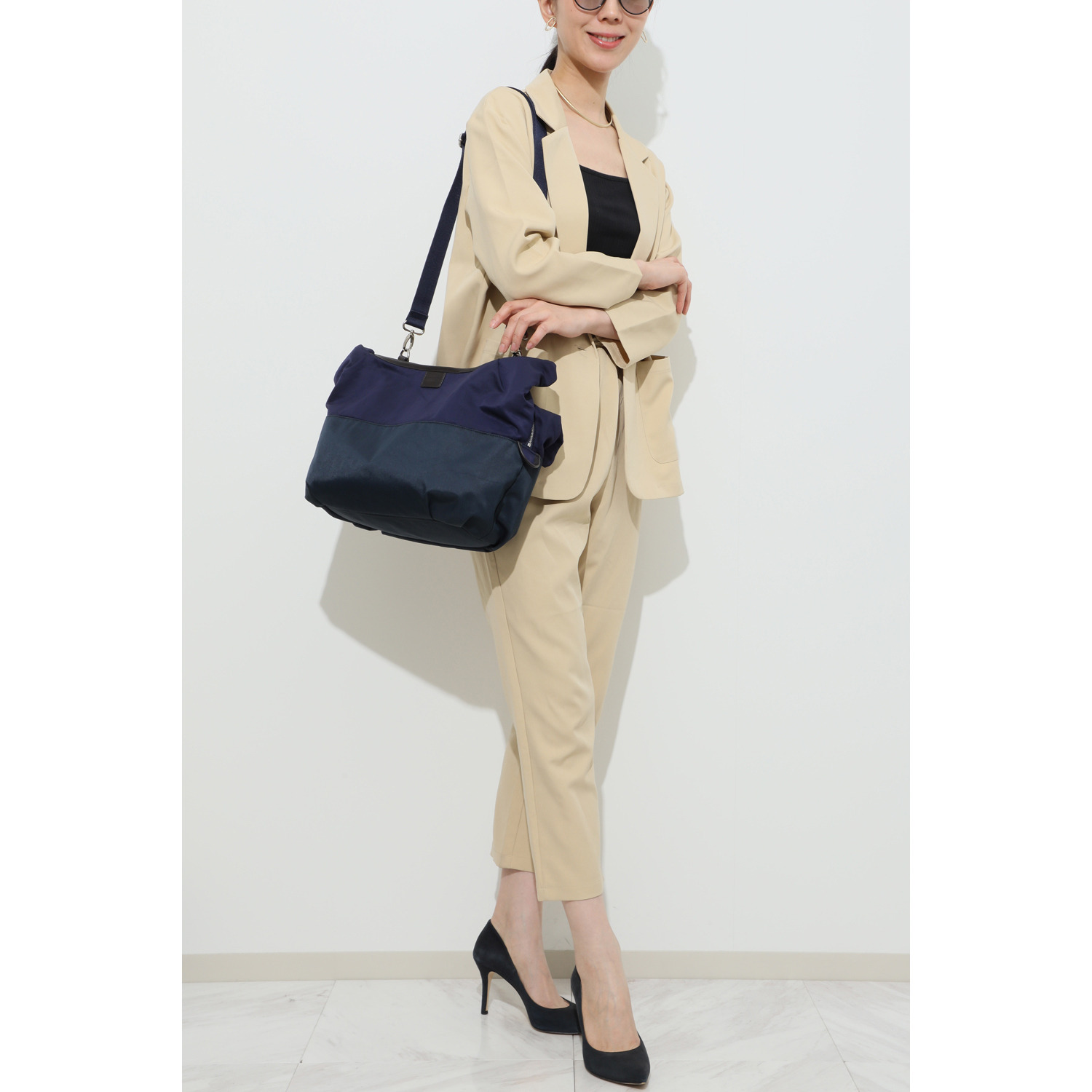 イザック ブランド誕生４０周年 復刻モデル はっ水 ワッシャーナイロンコンビ ２ウェイ ラウンドトートバッグ