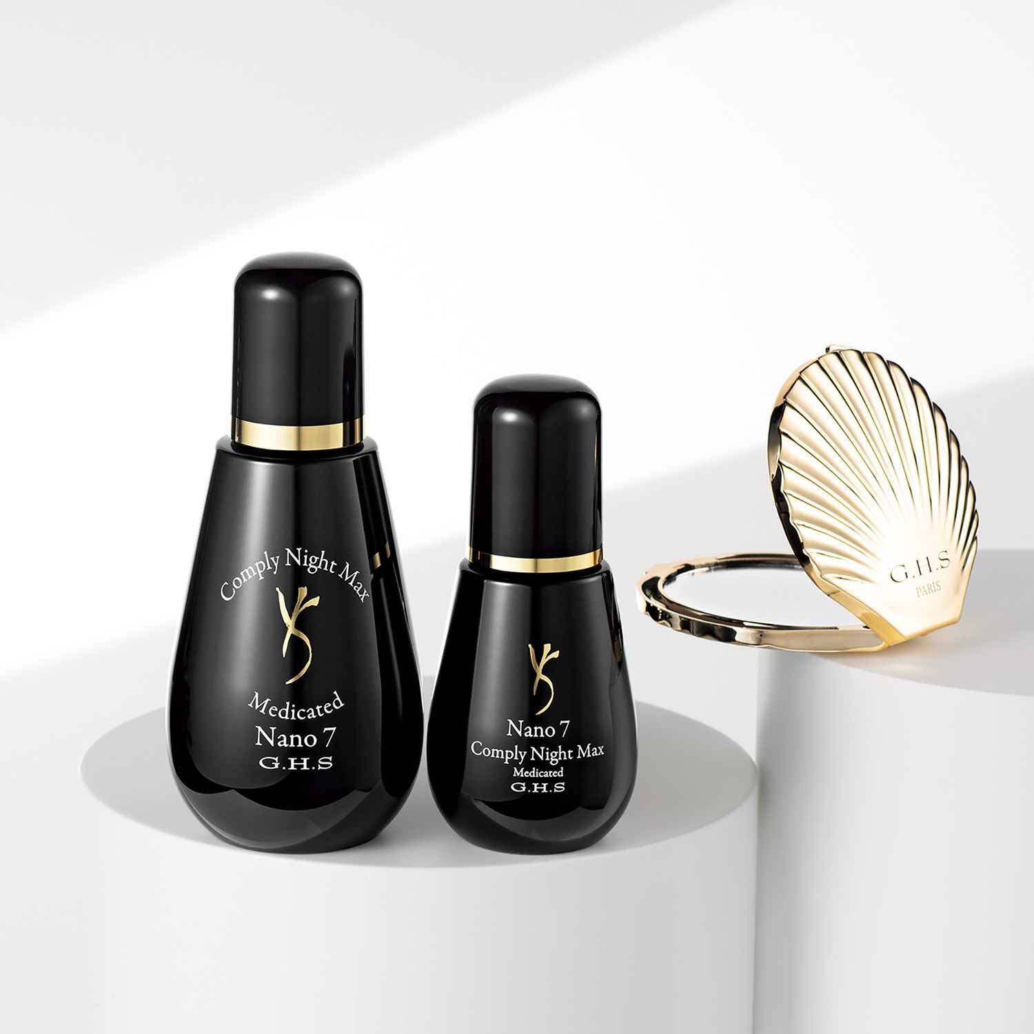 ジーエイチエス Ｗの有効成分配合！ ナノ　７ コンプリーナイトマックス （Ｈ薬用育毛ローション） ３本分 コンパクトミラー付セット