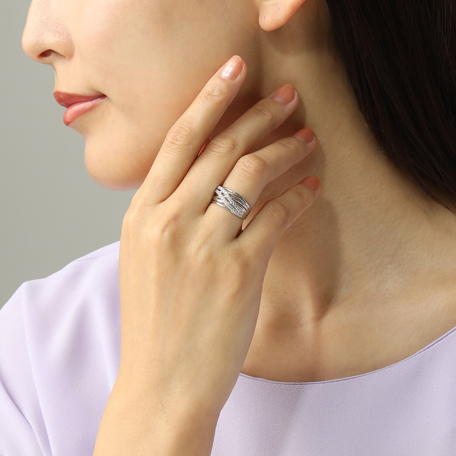 ブリランテステッラ シルバー ＣＺ スターライトクロスライン リング