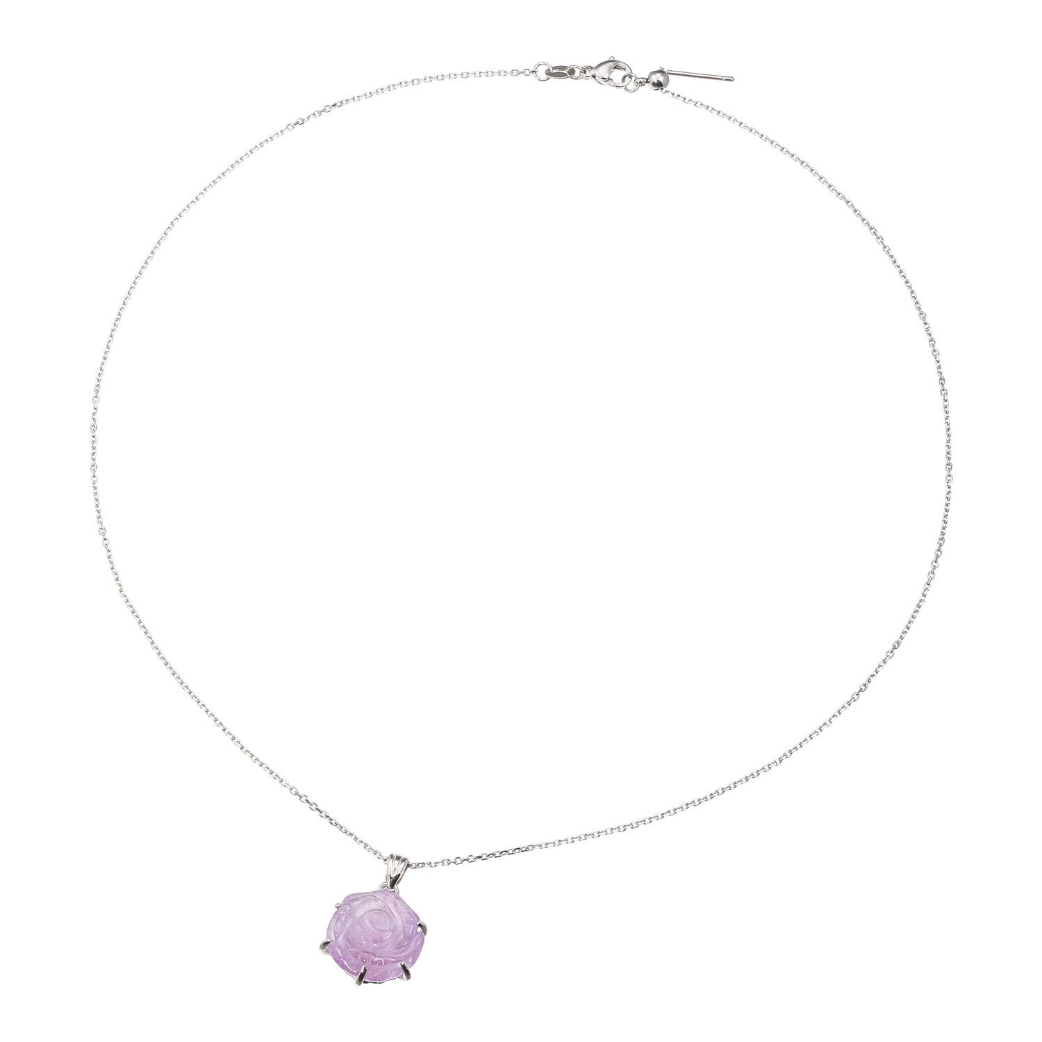 マイクローバー ジェムストーン ローズカービング ペンダント