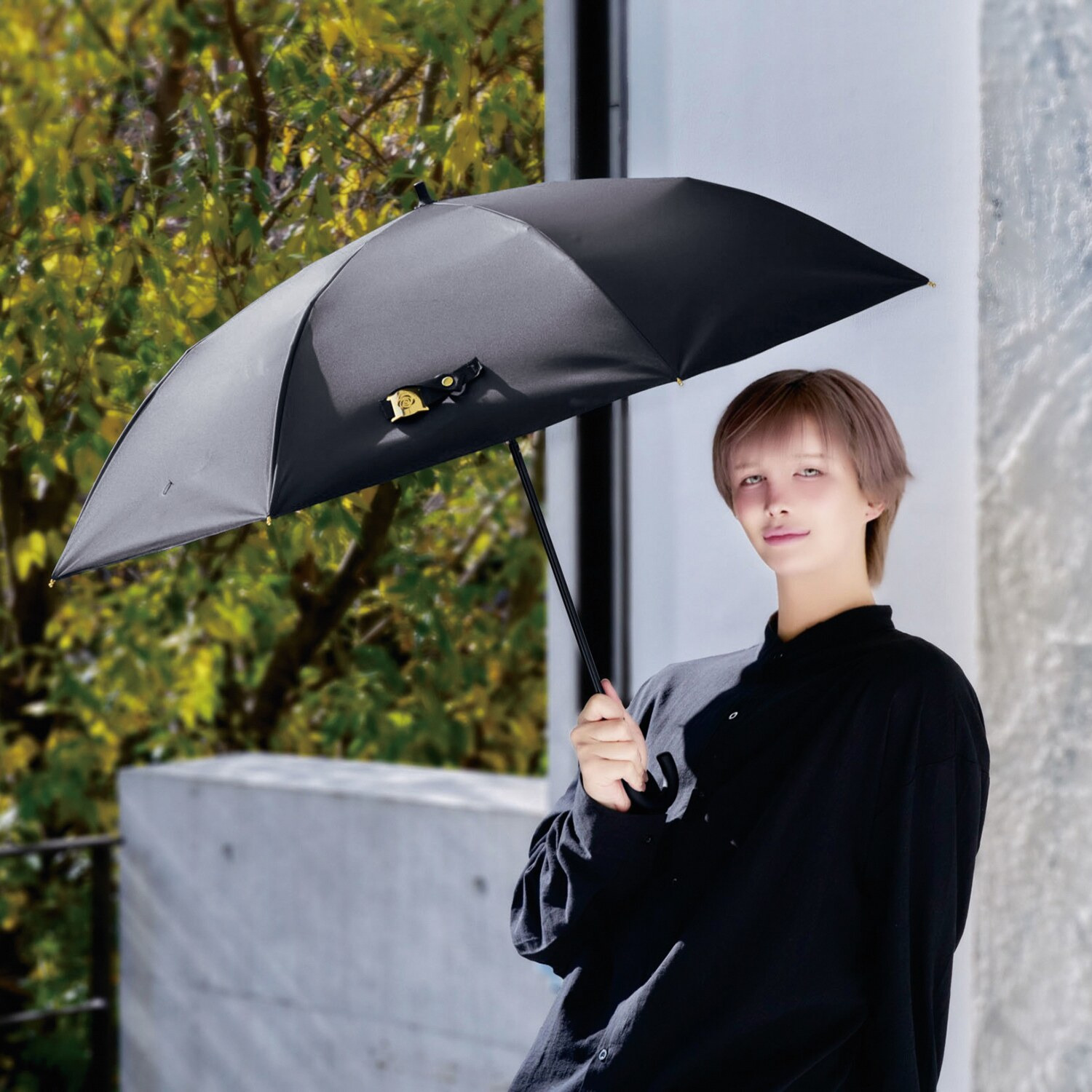 サンブロックラボ 遮夏クール晴雨兼用傘 ＜２段２ＷＡＹ Ｍａｔｔブラック＞