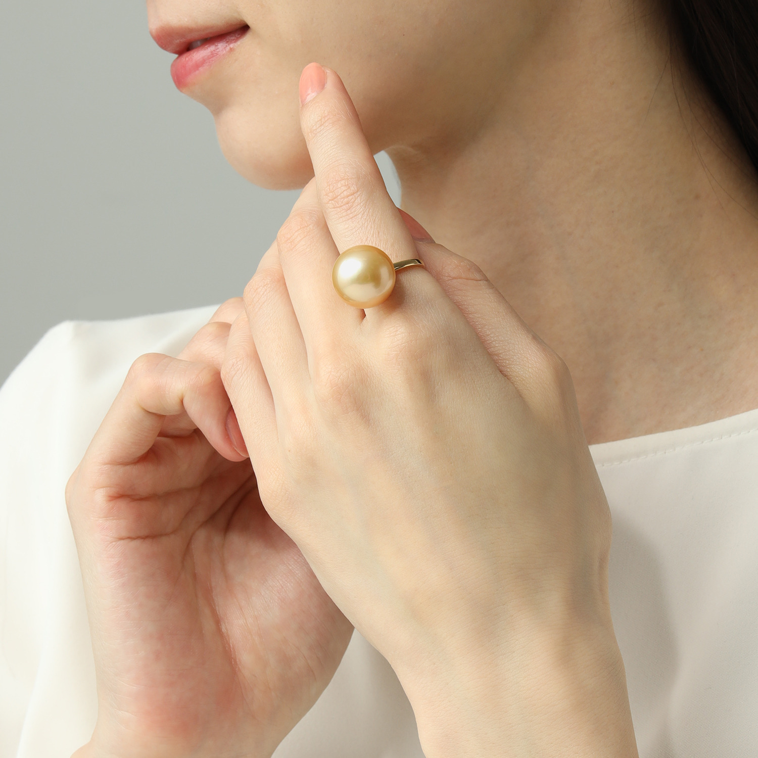 ジュペレ　ジョーヌ １８Ｋ １６ｍｍＵＰ ゴールデン白蝶パール ボンボンキャンディリング