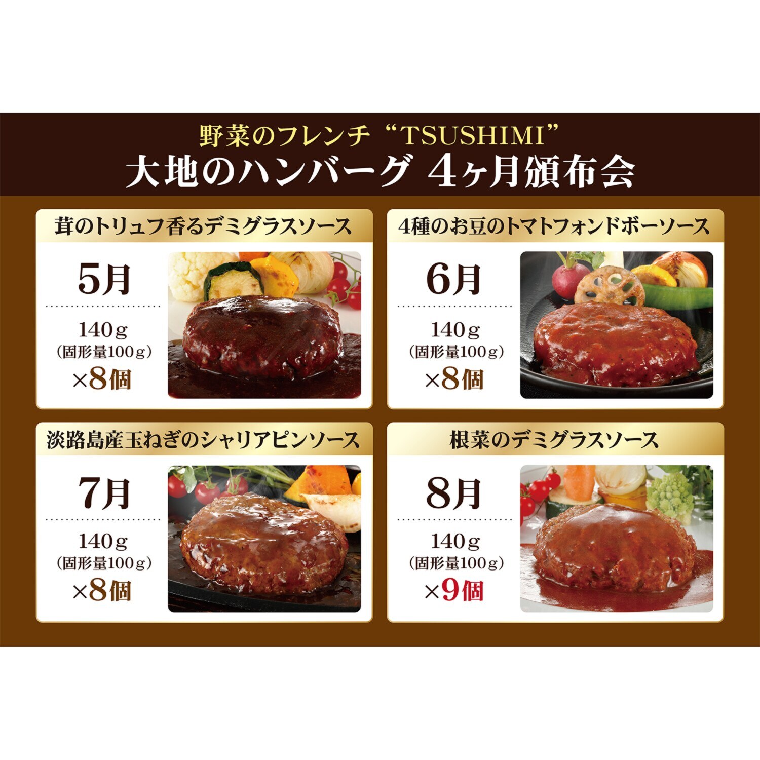 野菜のフレンチ “ＴＳＵＳＨＩＭＩ” 大地のハンバーグ ４ヶ月頒布会