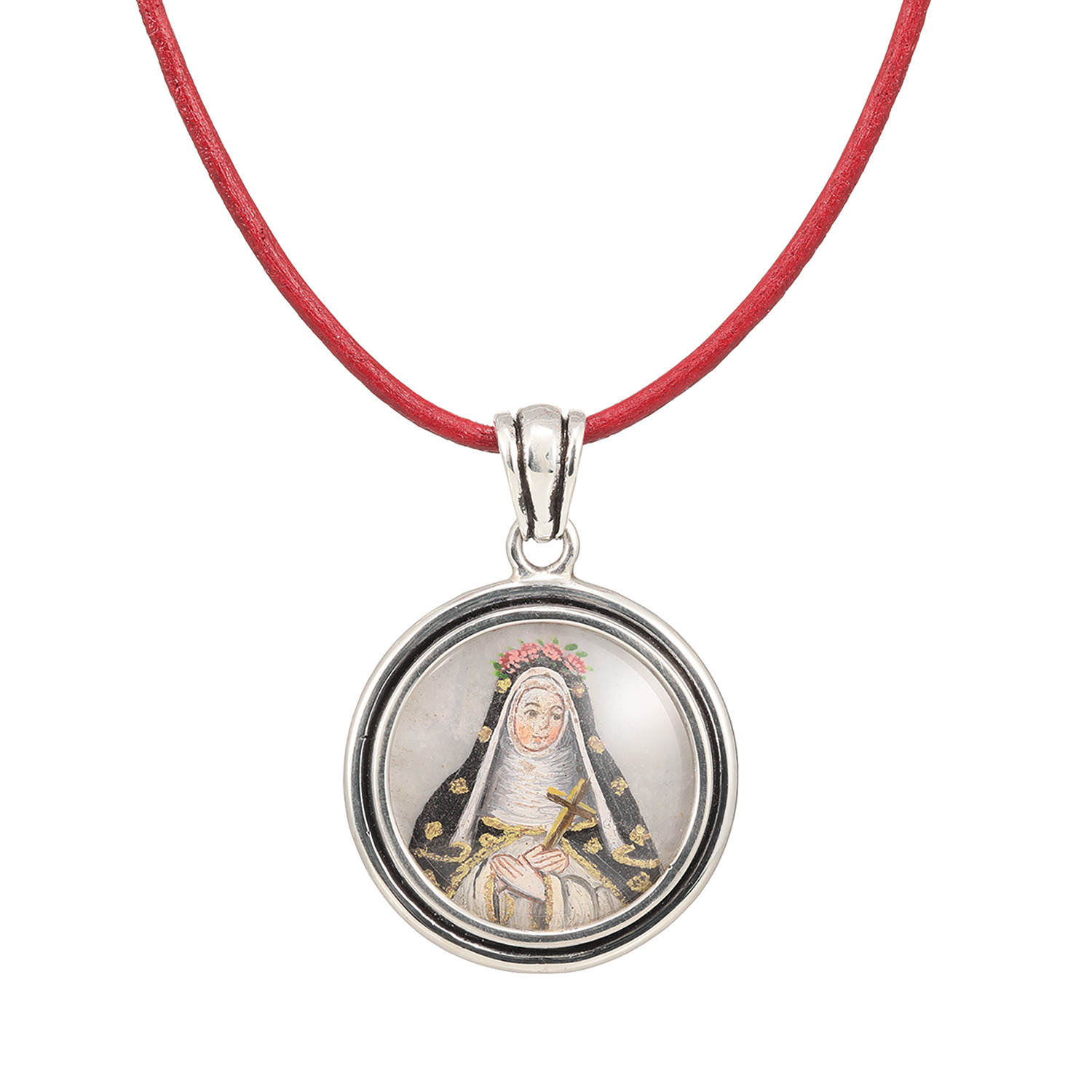 ビバック ペンダントトップ＆ レザーネックレス ＜レリカリオ＞ “奇跡のマリア”の象徴 金財・成就・健康・浄化
