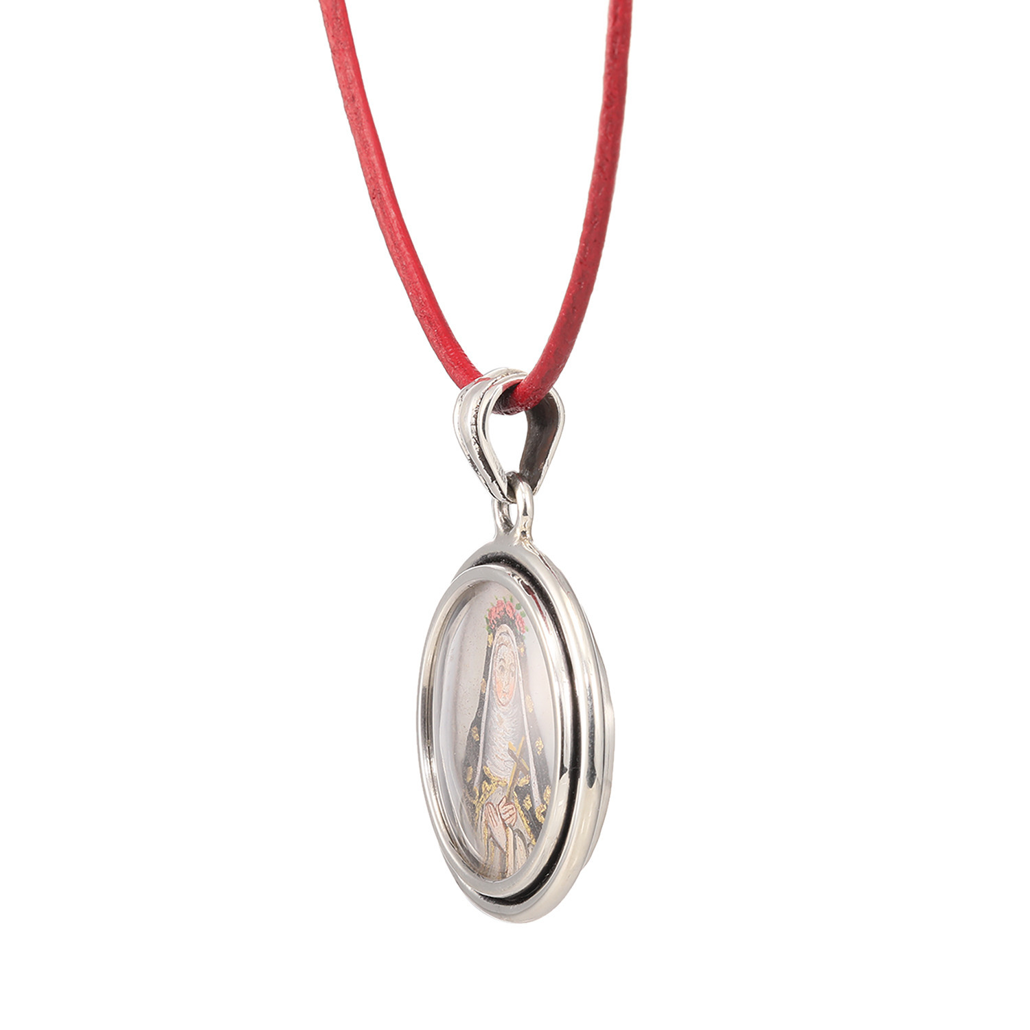 ビバック ペンダントトップ＆ レザーネックレス ＜レリカリオ＞ “奇跡のマリア”の象徴 金財・成就・健康・浄化