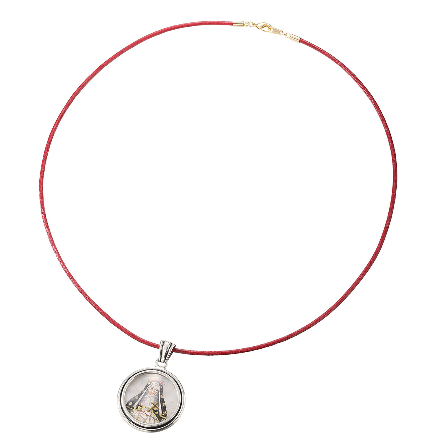 ビバック ペンダントトップ＆ レザーネックレス ＜レリカリオ＞ “奇跡のマリア”の象徴 金財・成就・健康・浄化