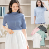 天使の綿シフォン モックネック リバーシブル...