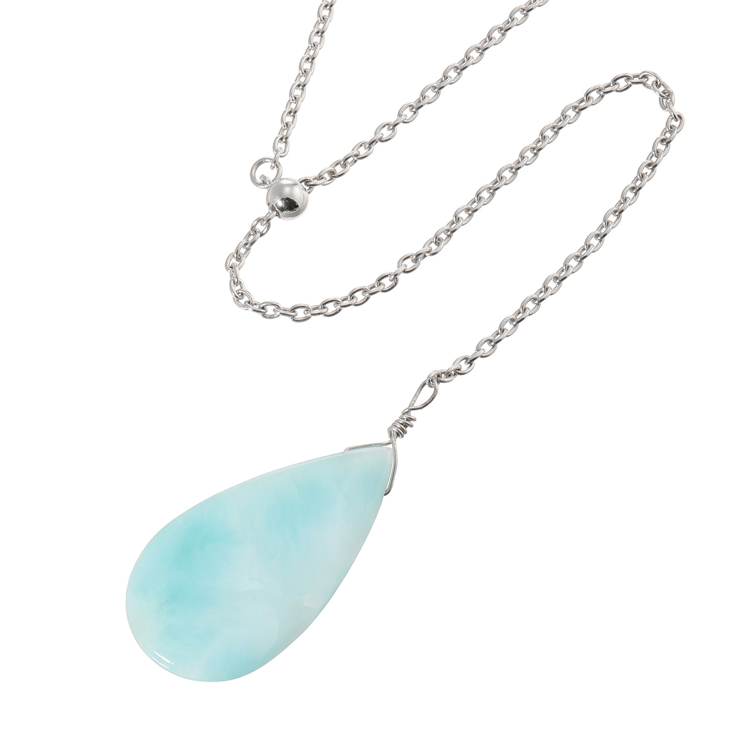 ルーチェペールドンナ シルバー ラリマール スライド ロングネックレス