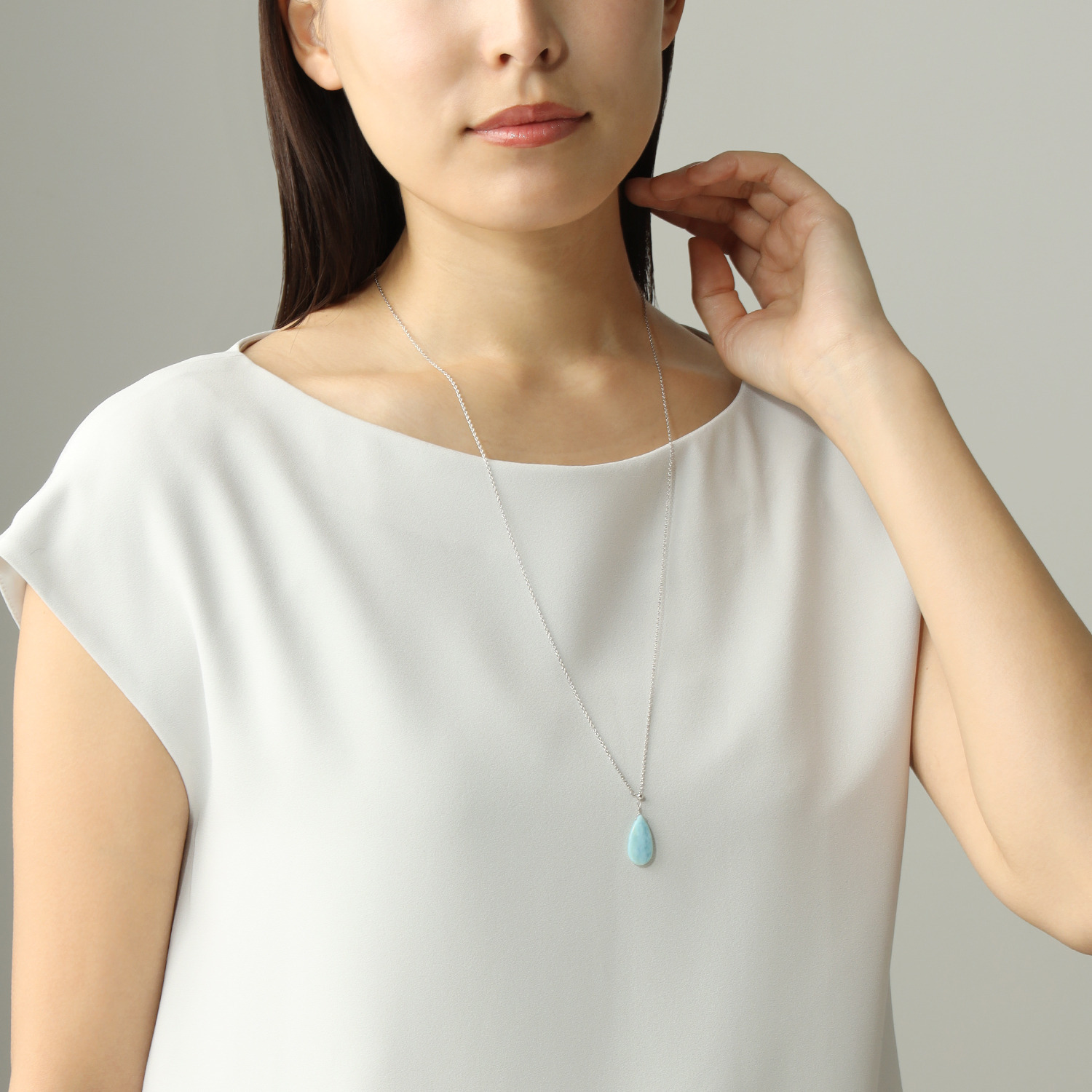 ルーチェペールドンナ シルバー ラリマール スライド ロングネックレス