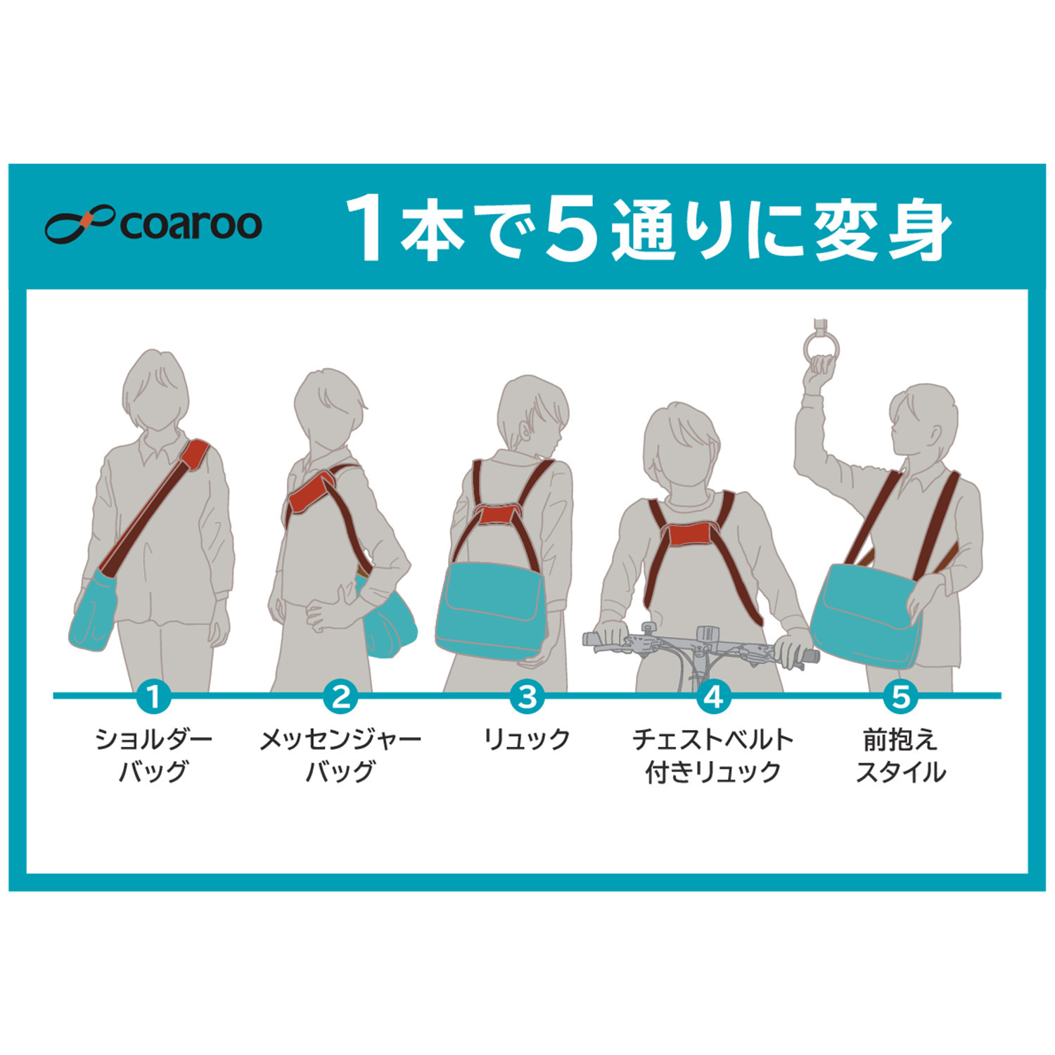 ５つの掛け方で使える！ コアルーバッグエバー ＜Ｌ＞
