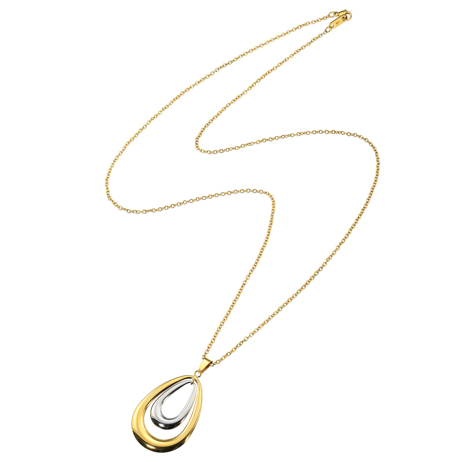 ステロ ステンレス ツインティアドロップ ロングペンダント