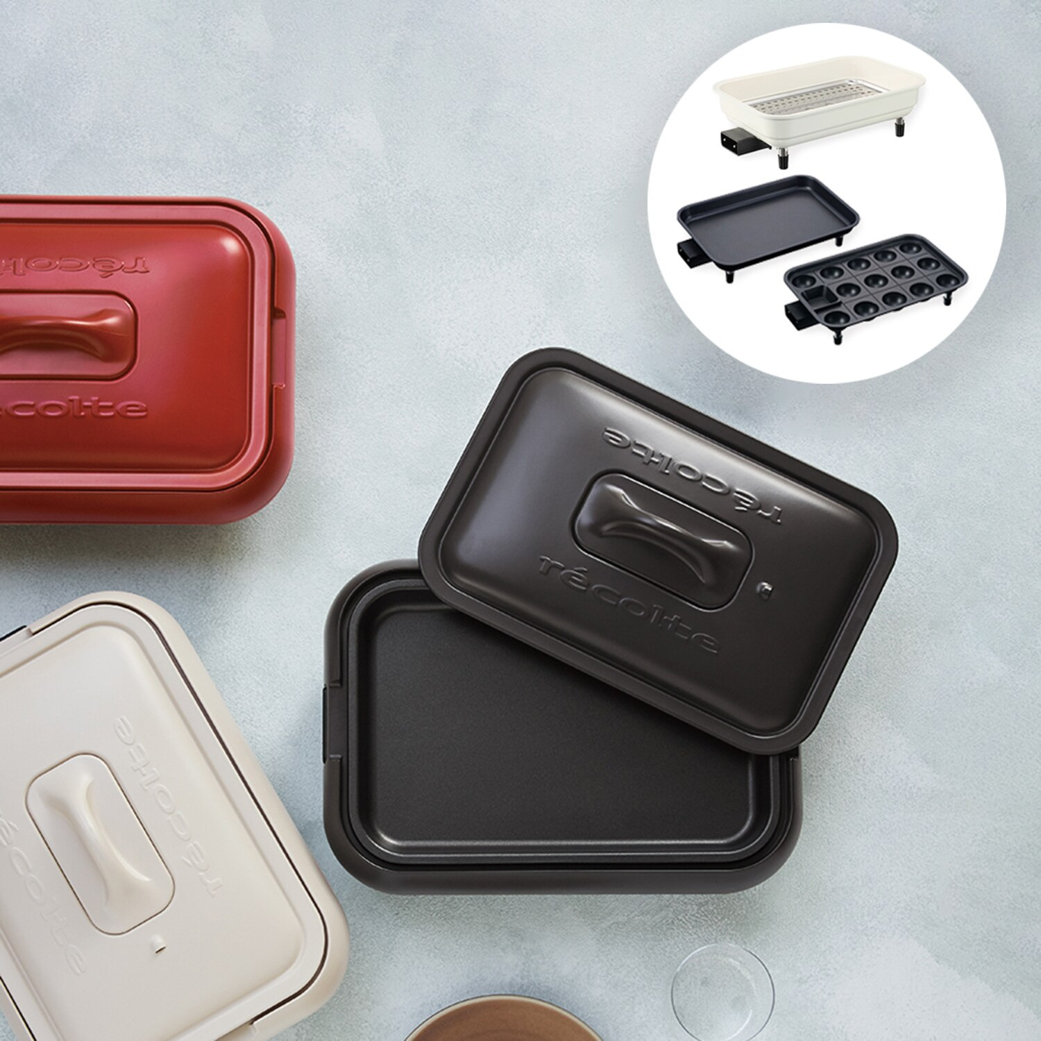 レコルト ヘルシーな蒸し料理も たこ焼きも楽しめる！ ホットプレート ＲＨＰ−１ 特別セット