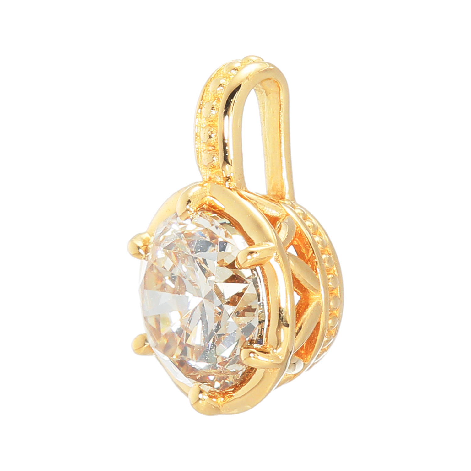 レステクール １８Ｋ １カラットＵＰ シャンパンカラー ダイヤモンド ペンダントトップ ＜鑑別書付＞