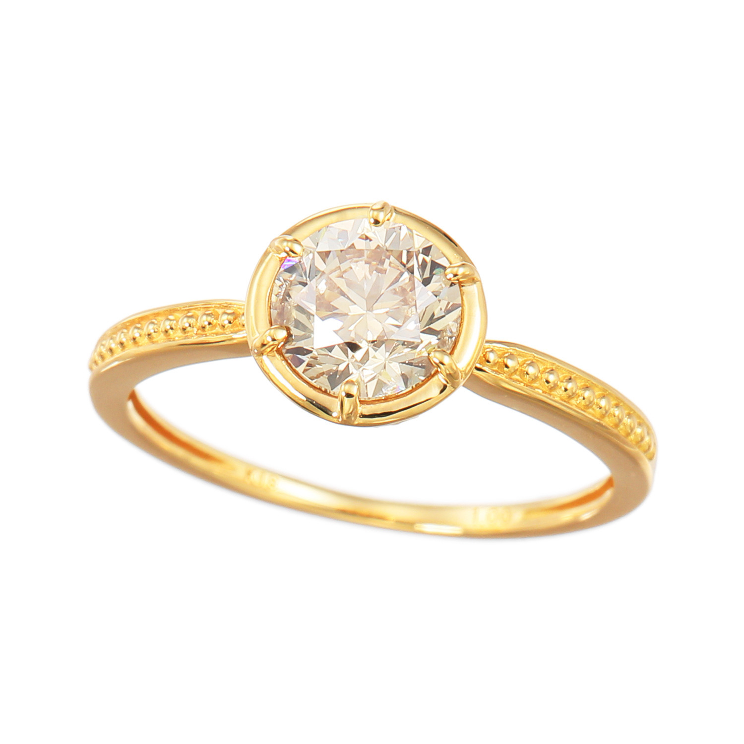 レステクール １８Ｋ １カラットＵＰ シャンパンカラー ダイヤモンド リング ＜鑑別書付＞