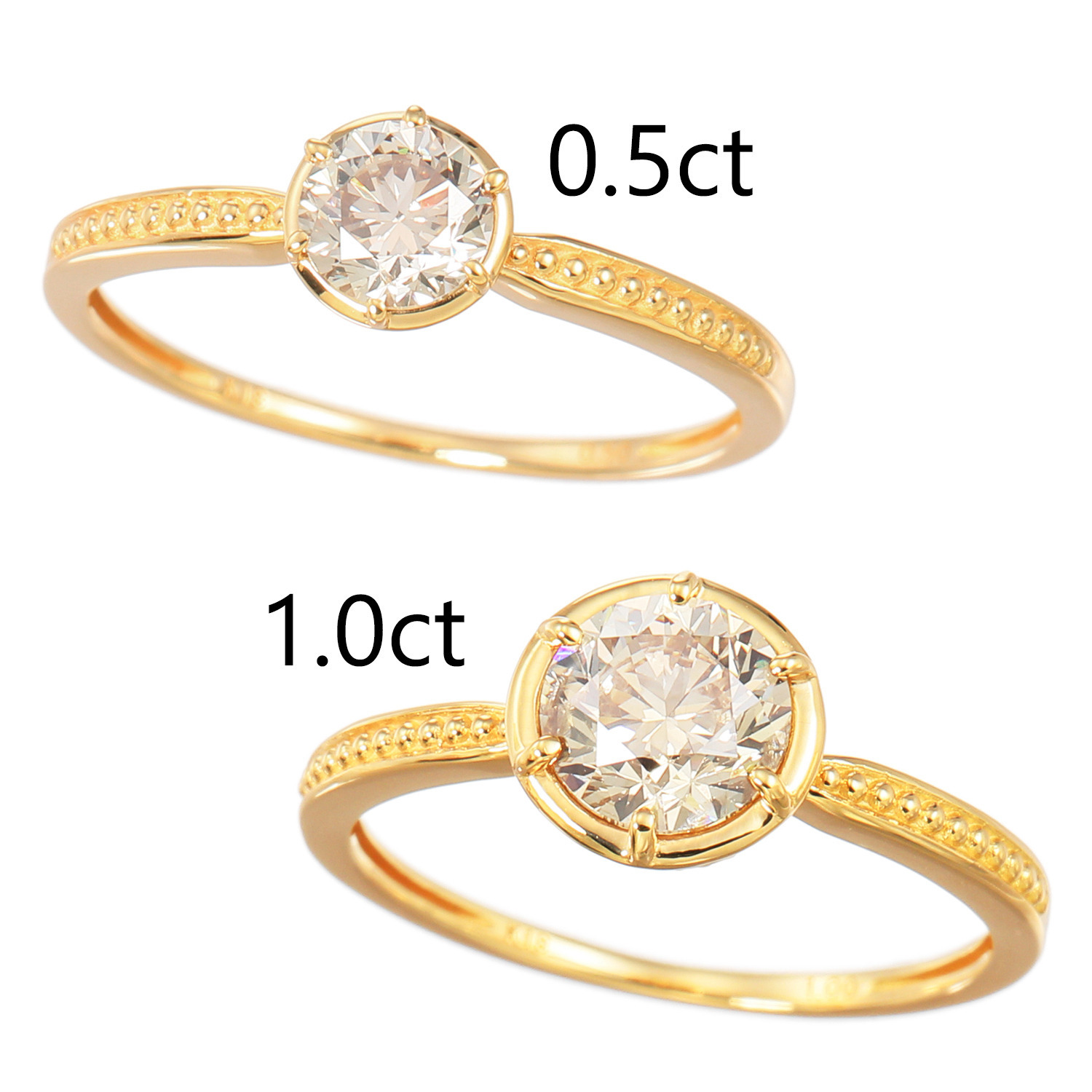 レステクール １８Ｋ １カラットＵＰ シャンパンカラー ダイヤモンド リング ＜鑑別書付＞