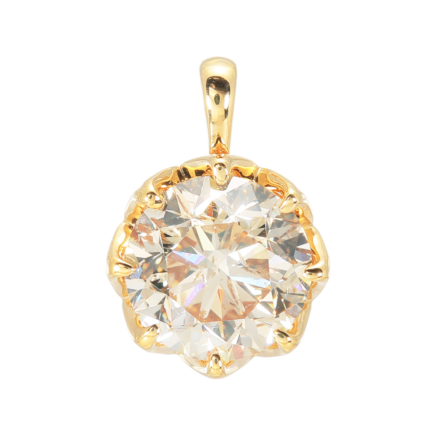 レステクール １８Ｋ ２カラットＵＰ シャンパンカラー ダイヤモンド ペンダントトップ ＜鑑別書付＞