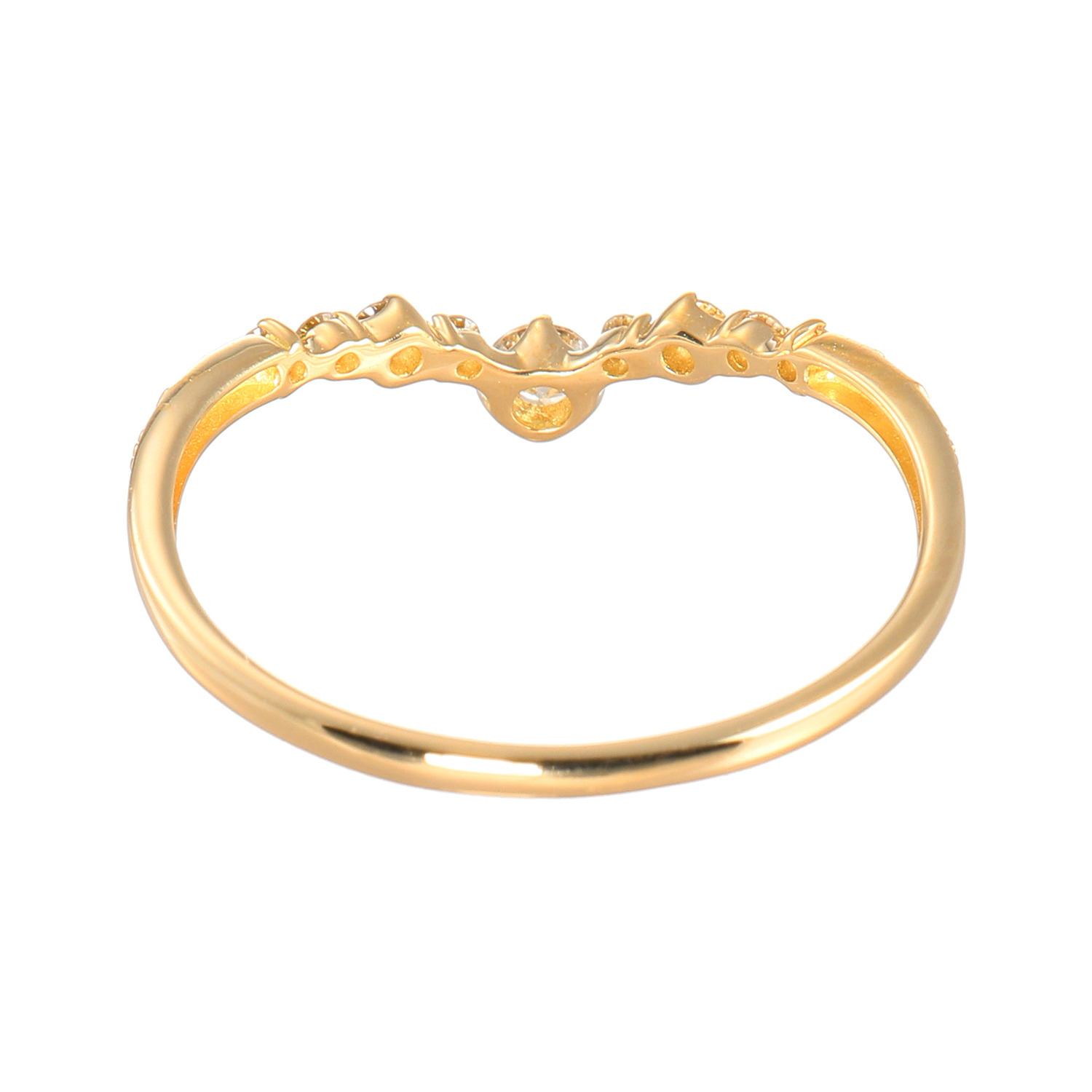 レステクール １８Ｋ シャンパンカラー ダイヤモンド Ｖラインリング