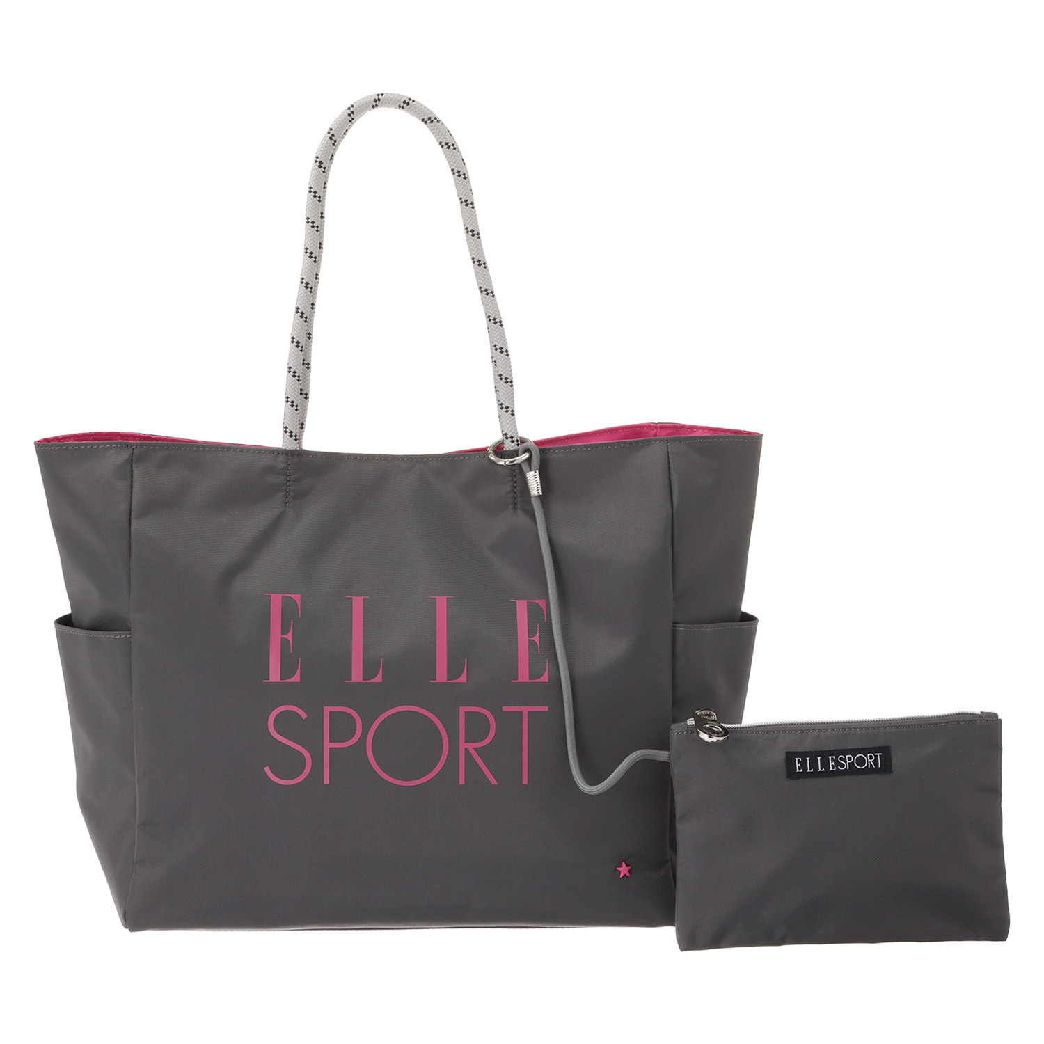 ＥＬＬＥ　ＳＰＯＲＴ はっ水　軽量 ロープハンドル トートバッグ 脱着式ファスナーポーチ付