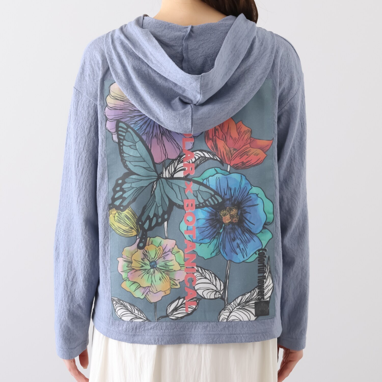 スカラー ローズジャガード 花蝶アップリケ パーカー