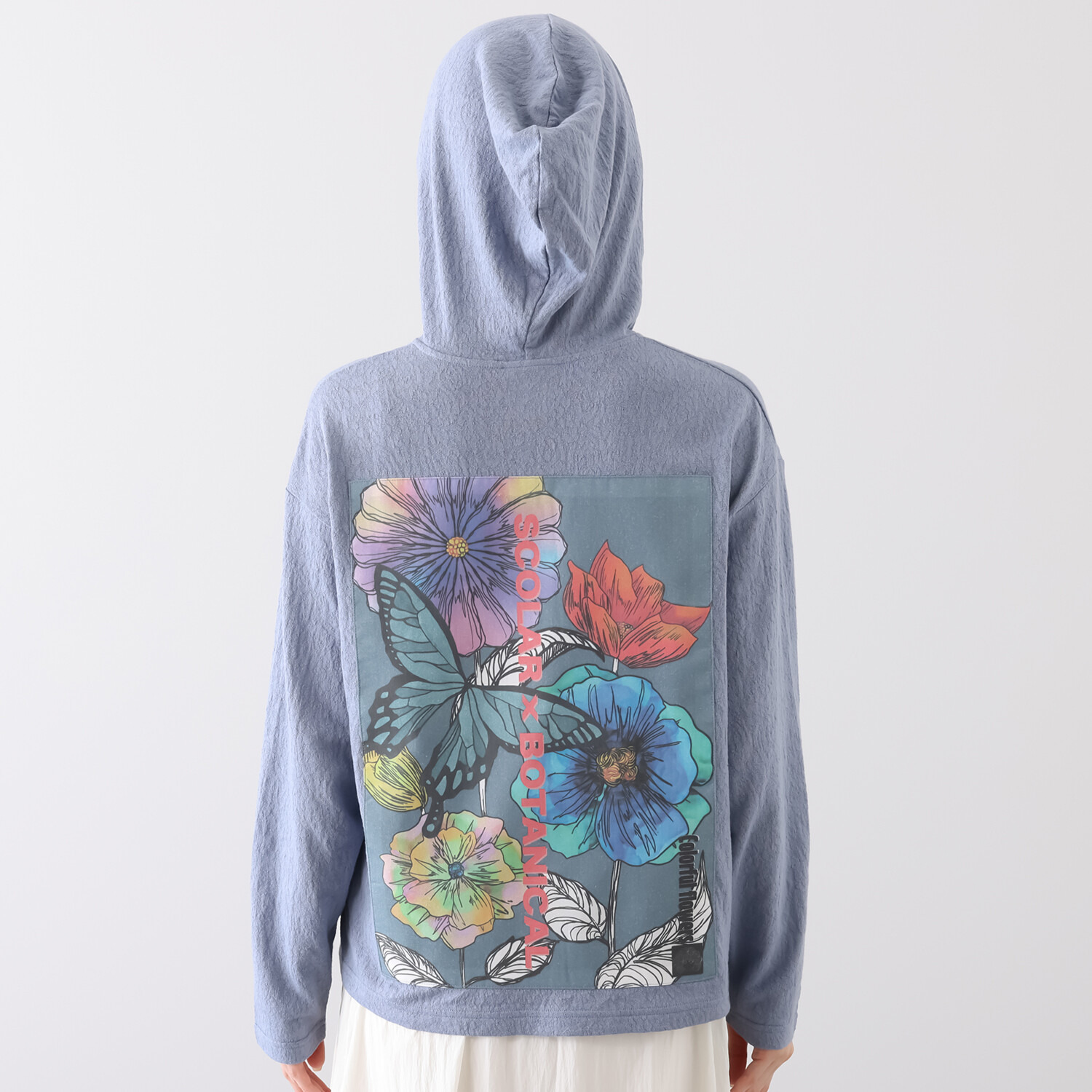 スカラー ローズジャガード 花蝶アップリケ パーカー