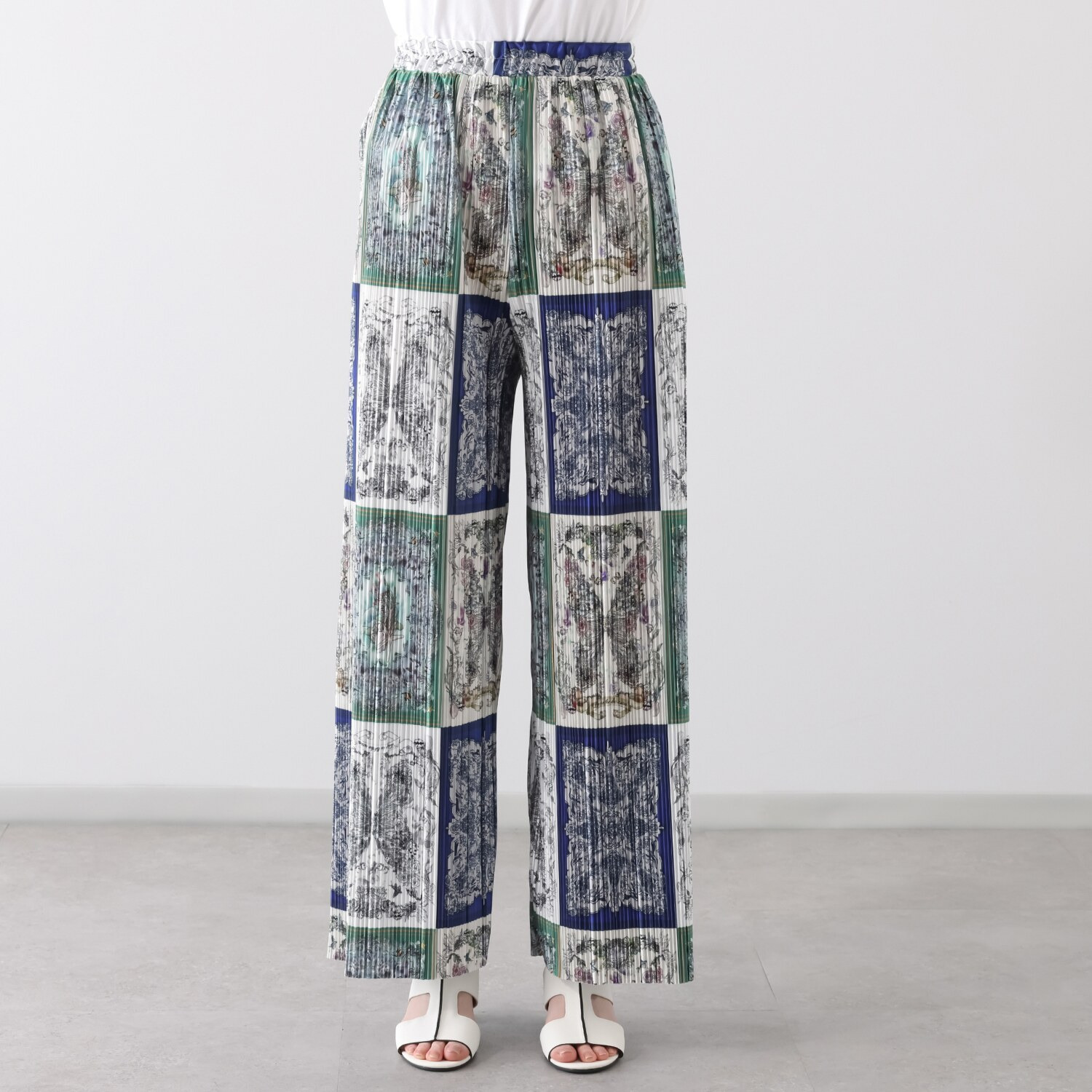 スカラー スカーフ柄 プリーツパンツ