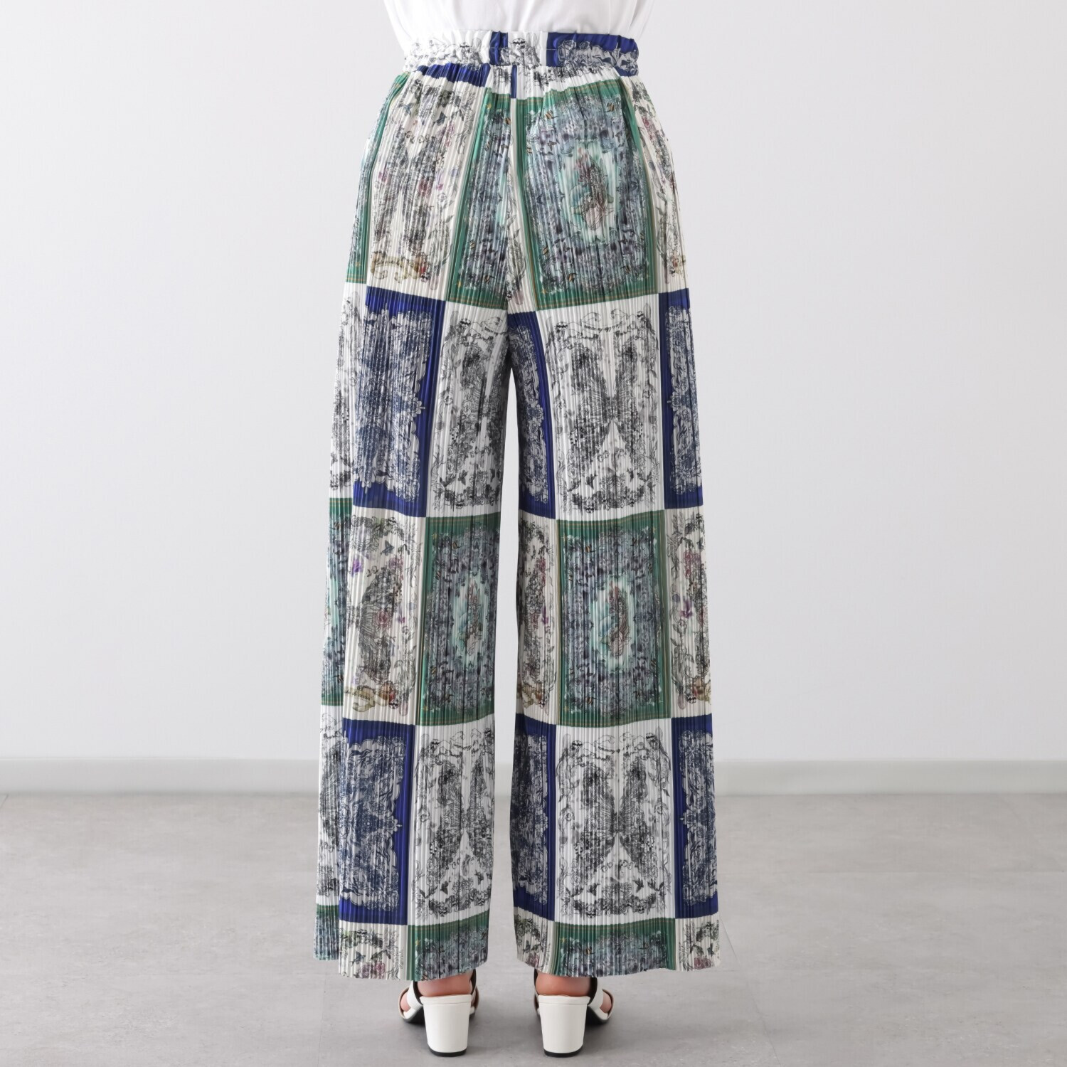 スカラー スカーフ柄 プリーツパンツ