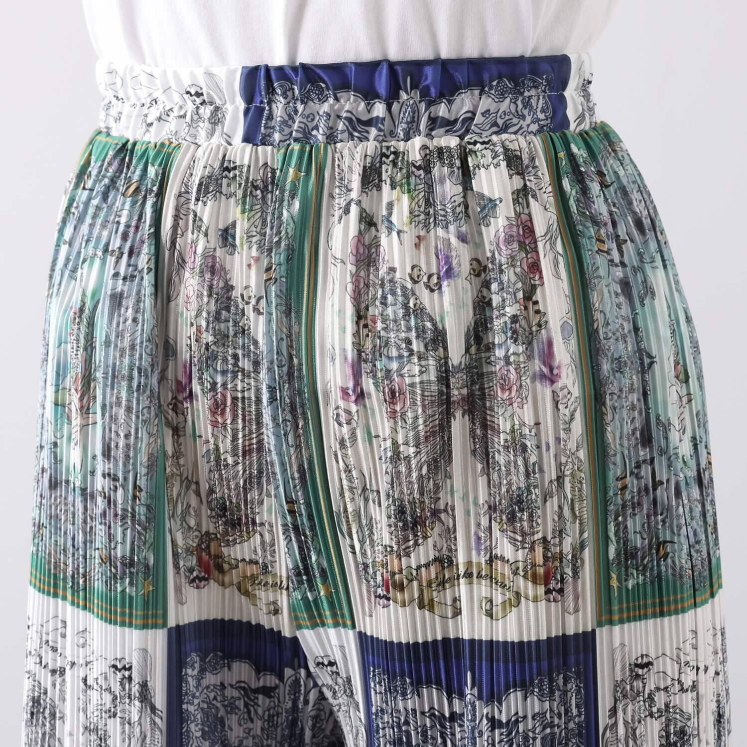 スカラー スカーフ柄 プリーツパンツ