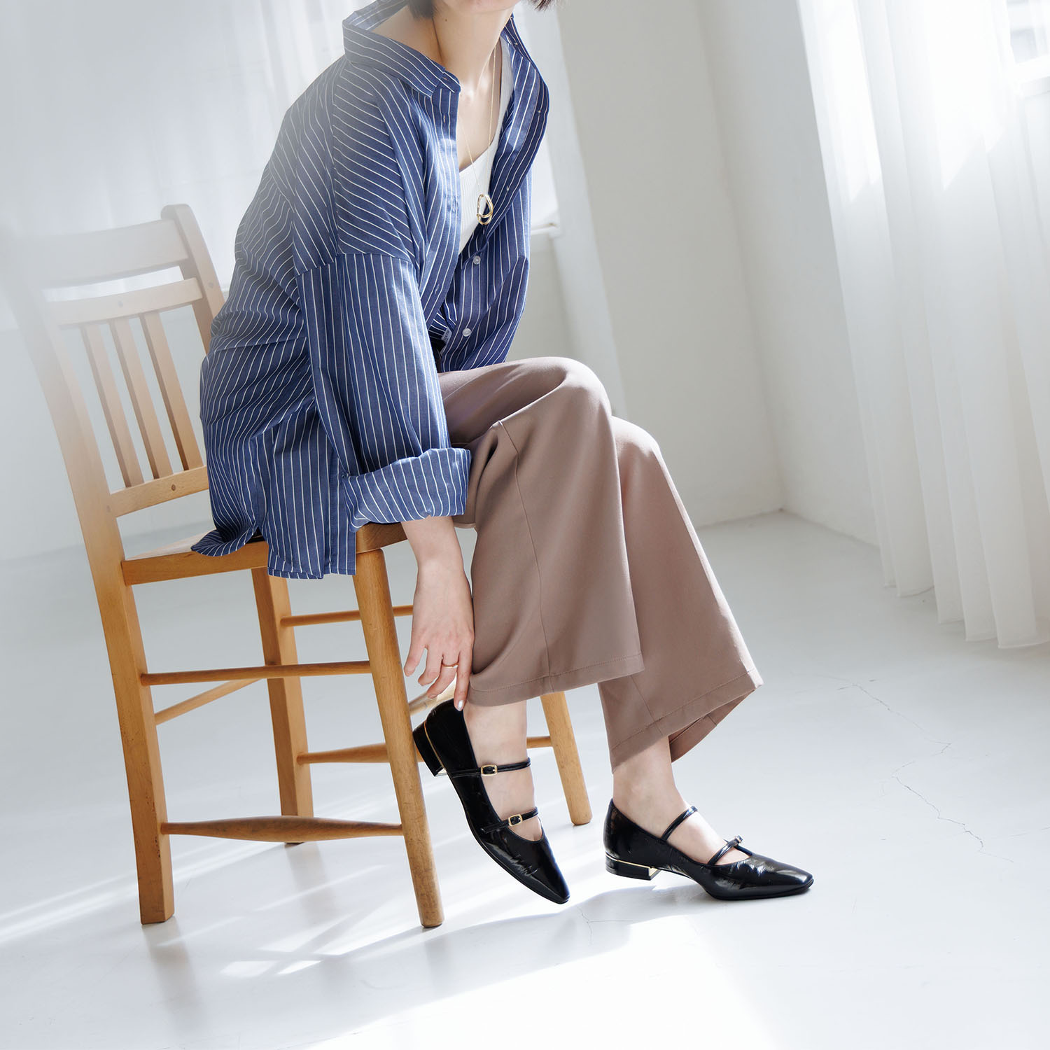 卑弥呼 ダブルベルト ローヒール メリージェーンパンプス