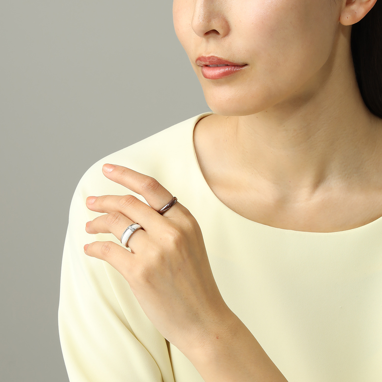 デイスティー サージカルステンレス ＣＺジャケットリング＆ セラミックリングセット