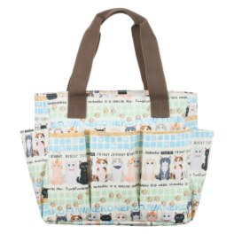 ダジュール ふんわりネコプリント ポケット付 保冷・保温バッグ