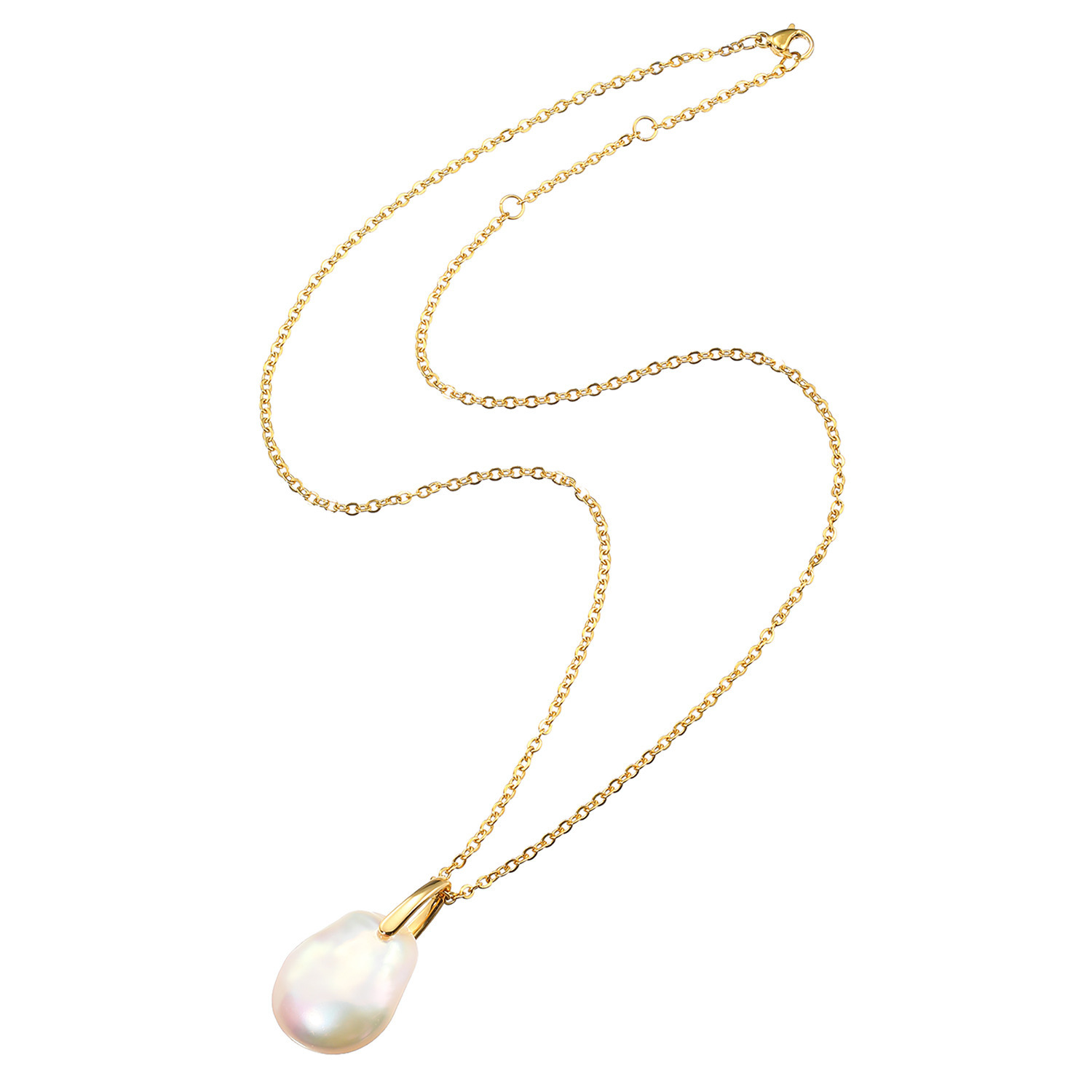 石友蔵出しコレクション シルバー 淡水バロックパール ステンレスチェーン ペンダント