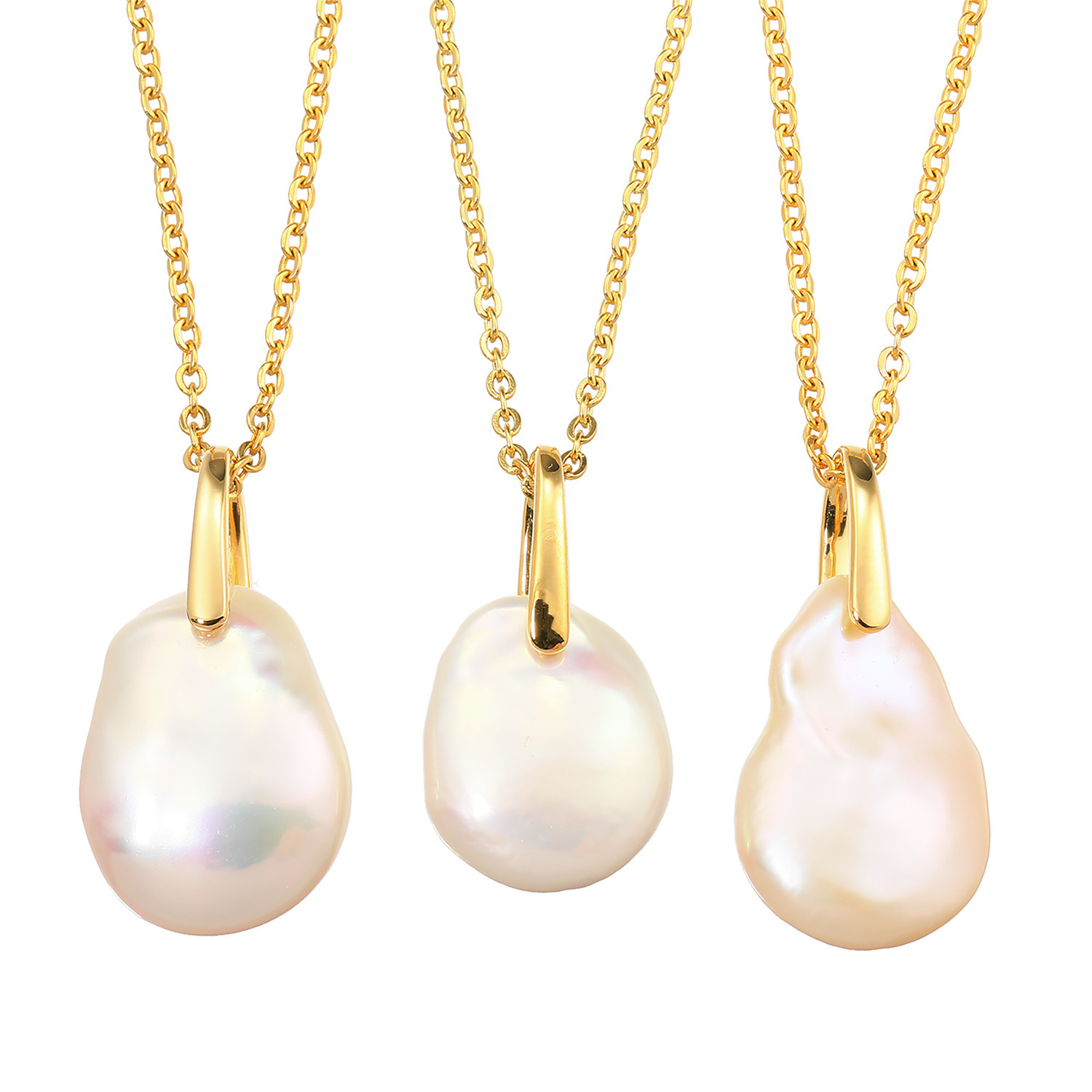 石友蔵出しコレクション シルバー 淡水バロックパール ステンレスチェーン ペンダント