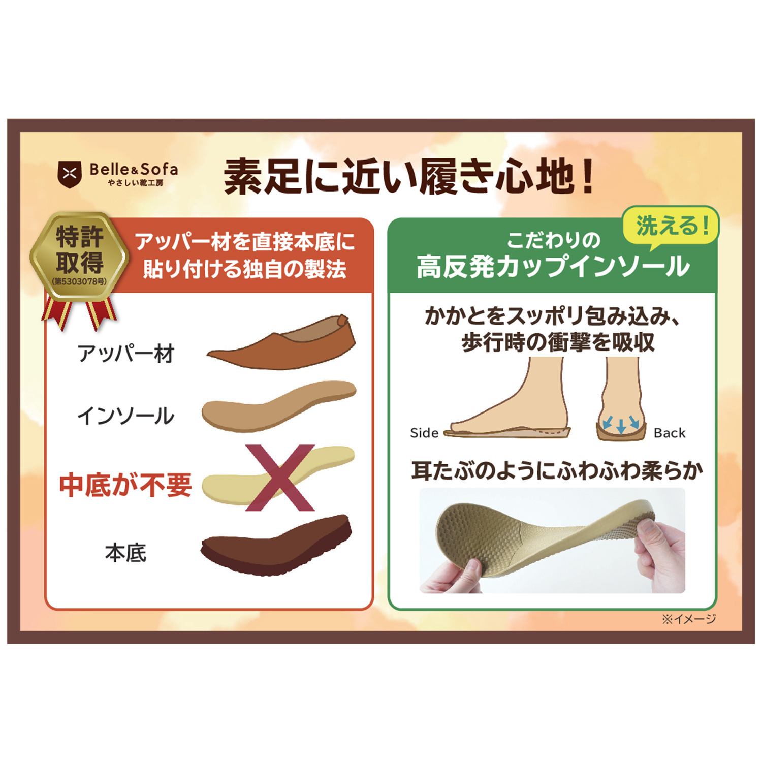 やさしい靴工房 ベル＆ソファ はっ水　ウェッジウィング メンズシューズ