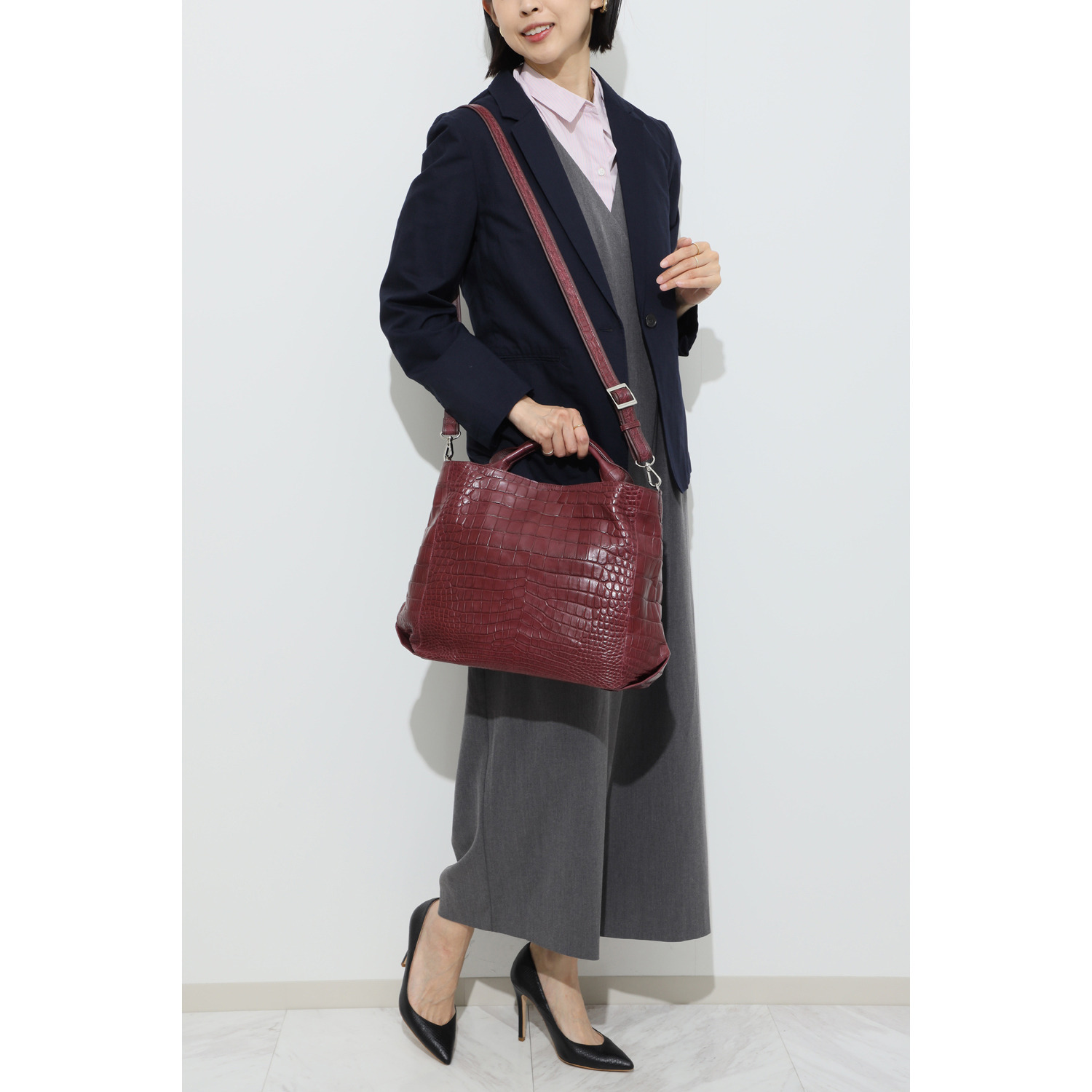 ソフトマットクロコダイル ２ウェイトートバッグ