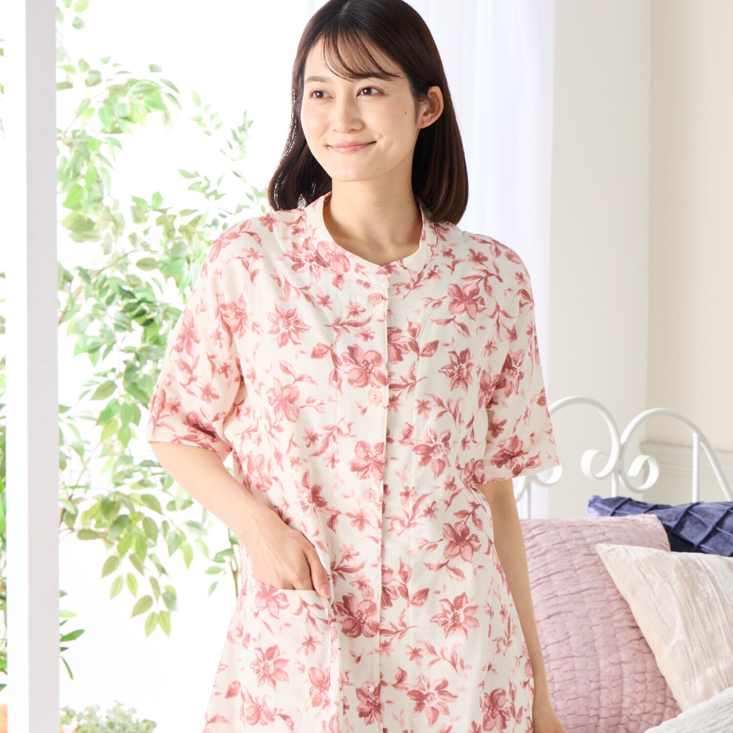 ＷＩＮＤ 高島織ダブルガーゼ 花柄ワンピース