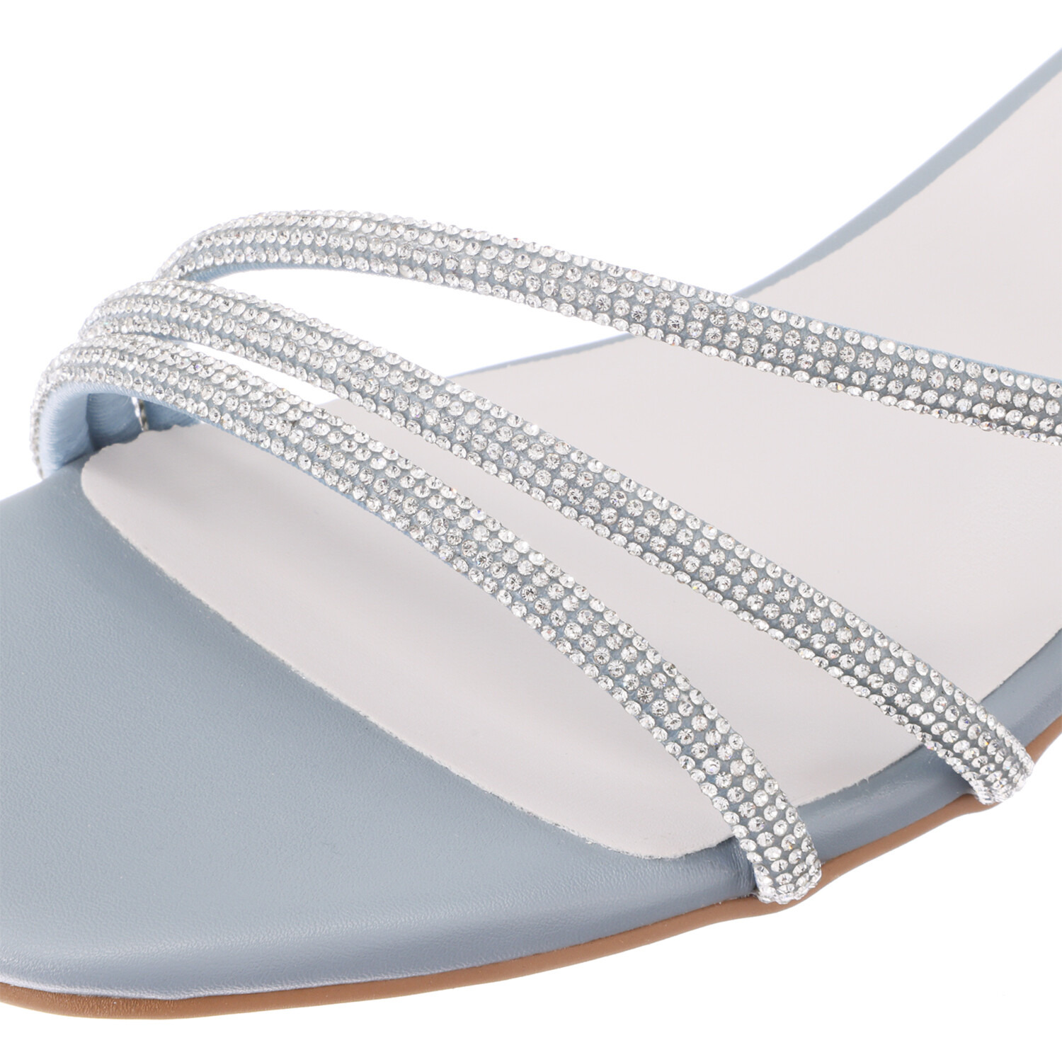 ニカル ラインストーン ナローストラップミュール