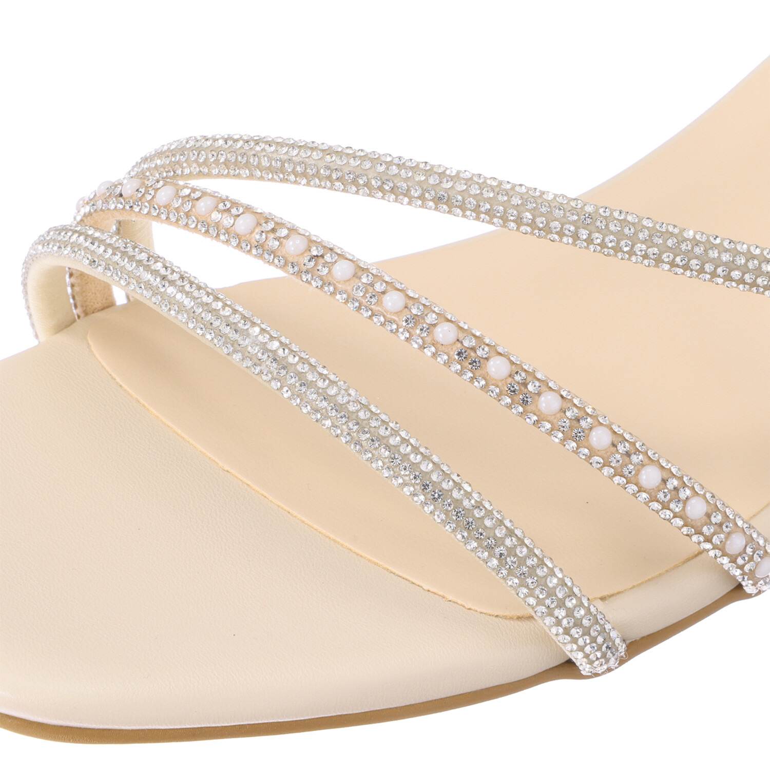 ニカル ラインストーン ナローストラップミュール