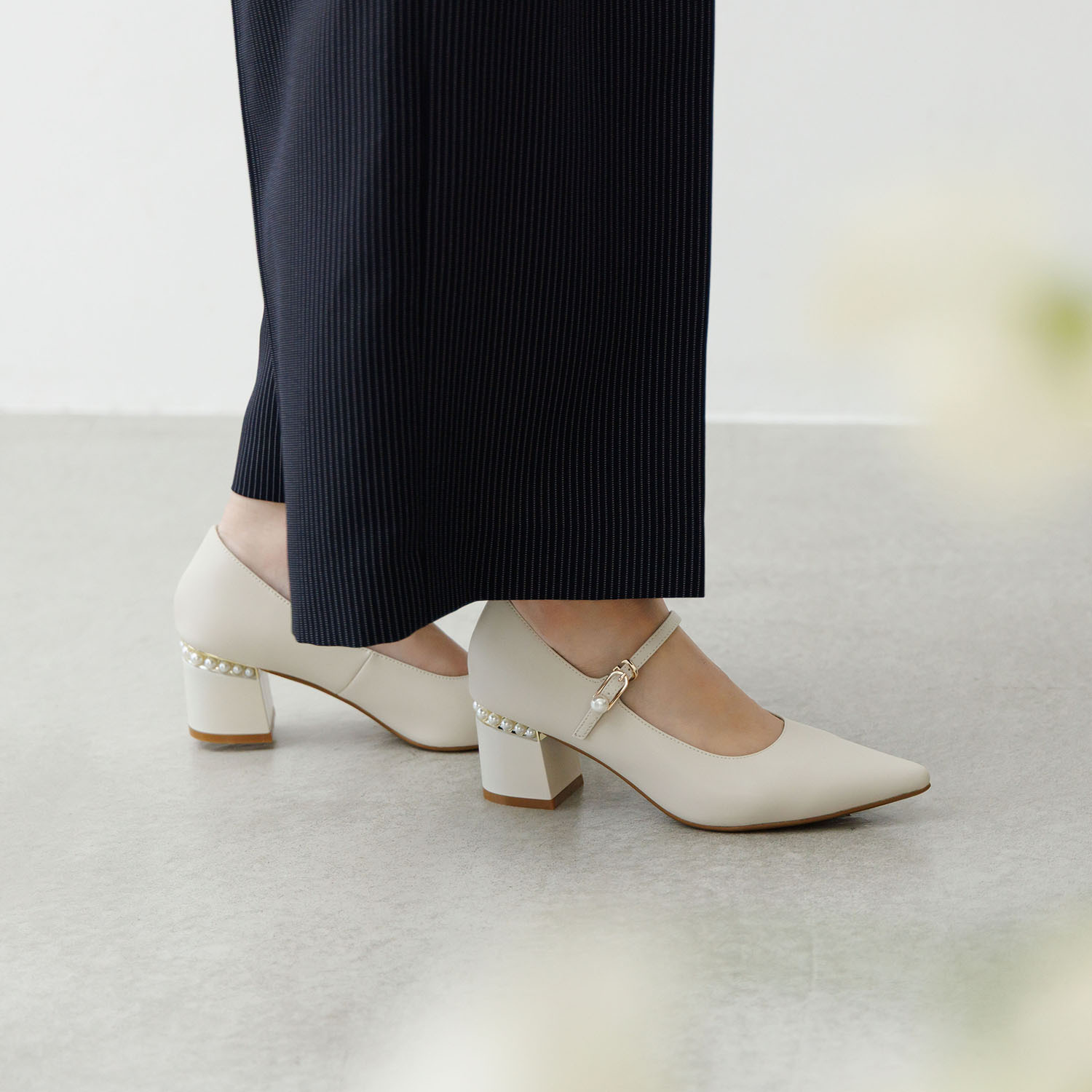 ニカル パールビジュウアクセント メリージェーンパンプス