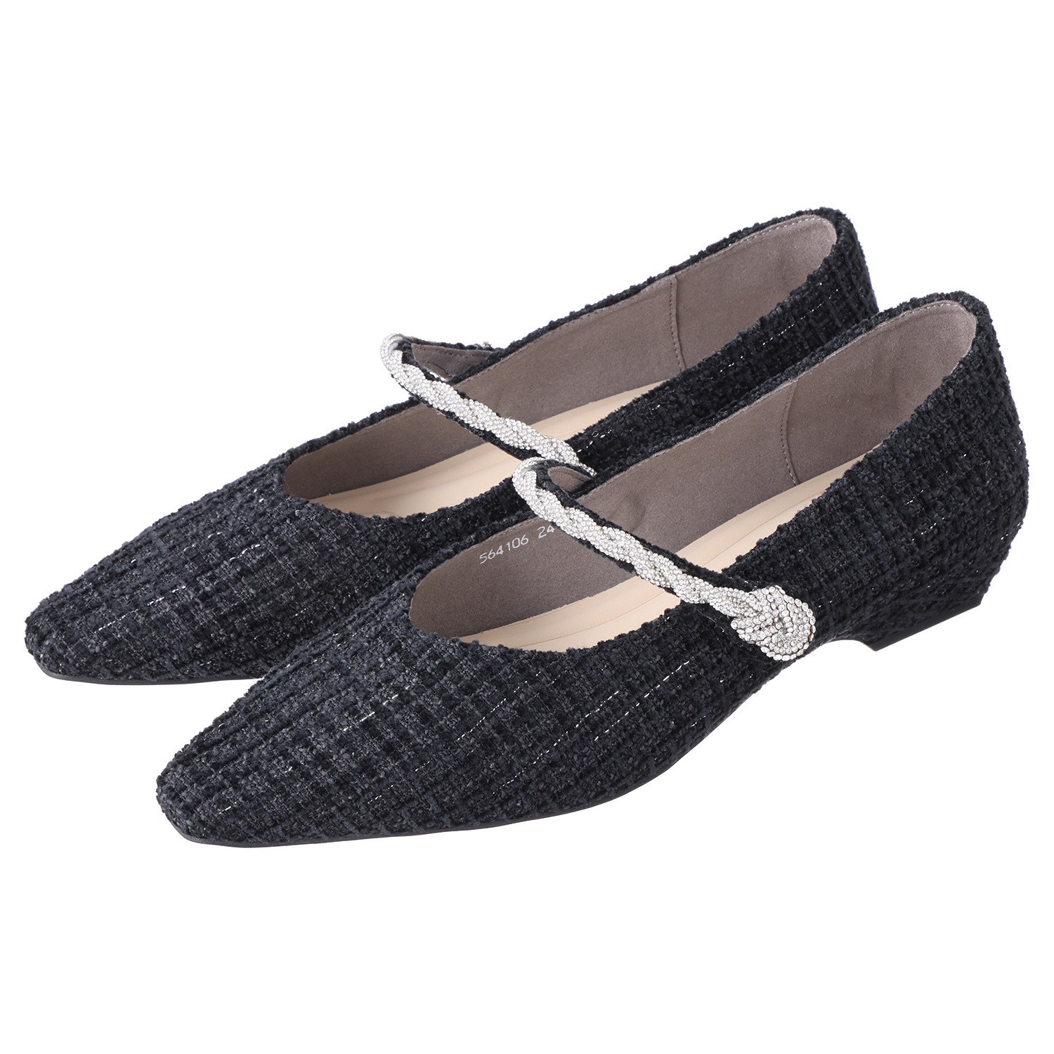 ニカル ビジュウストラップ ツイードパンプス