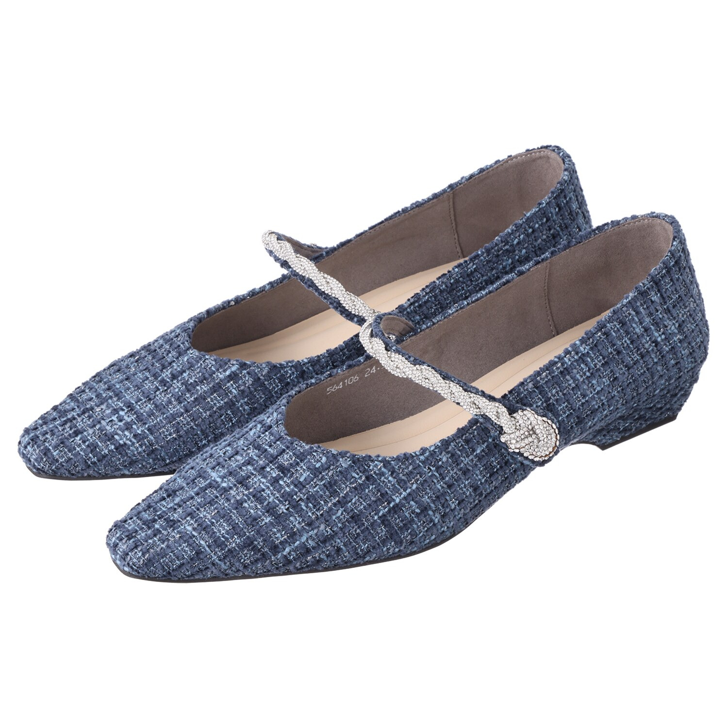 ニカル ビジュウストラップ ツイードパンプス