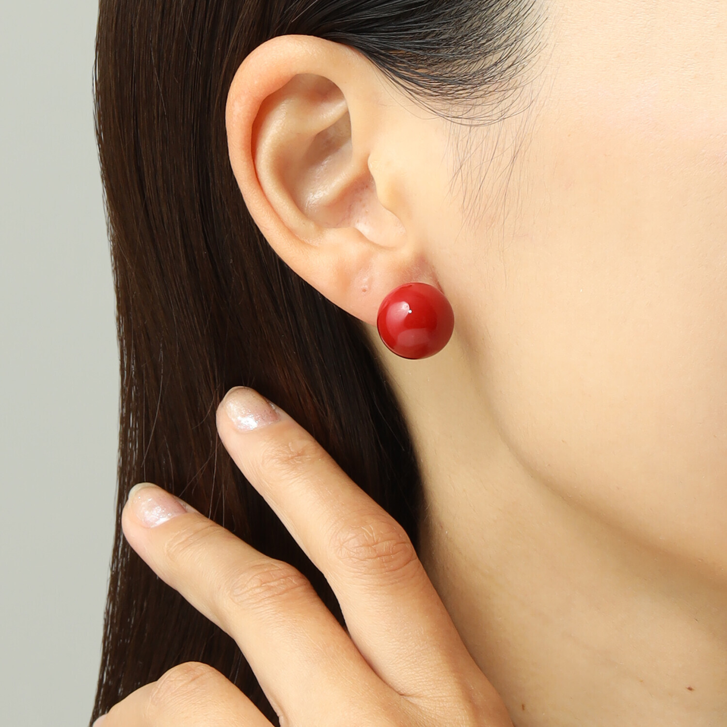 坂本これくしょん イヤリング／ピアス “糖蜜珠” ＜朱色＞